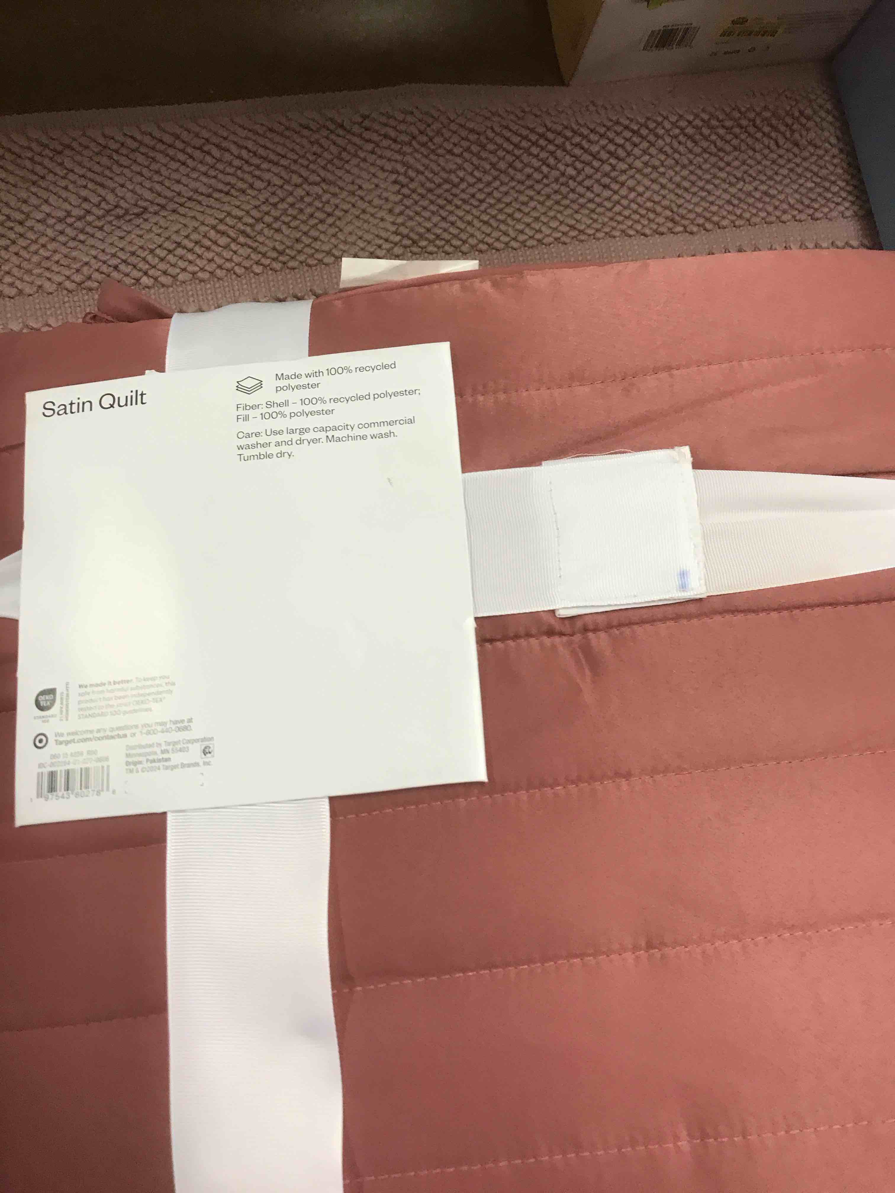 Twin/Twin Extra Long Satin Quilt Rose Pink - Room Essentials™: Midweight Sateen Coverlet, Machine Washable, OEKO-TEX Certified