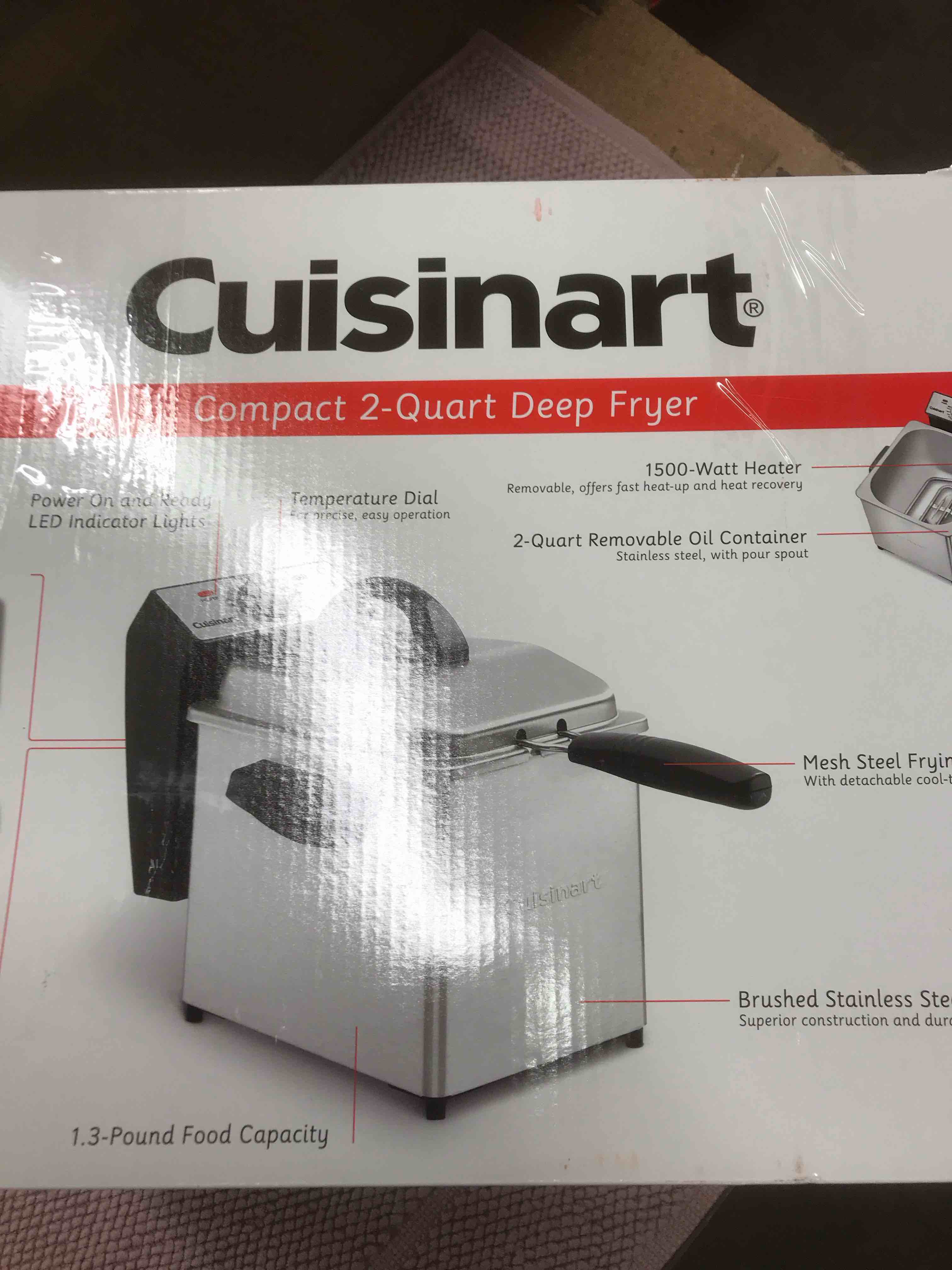 Condition photo showing As Is for Cuisinart CDF-130 Deep Fryer, 2 Quart, Stainless Steel