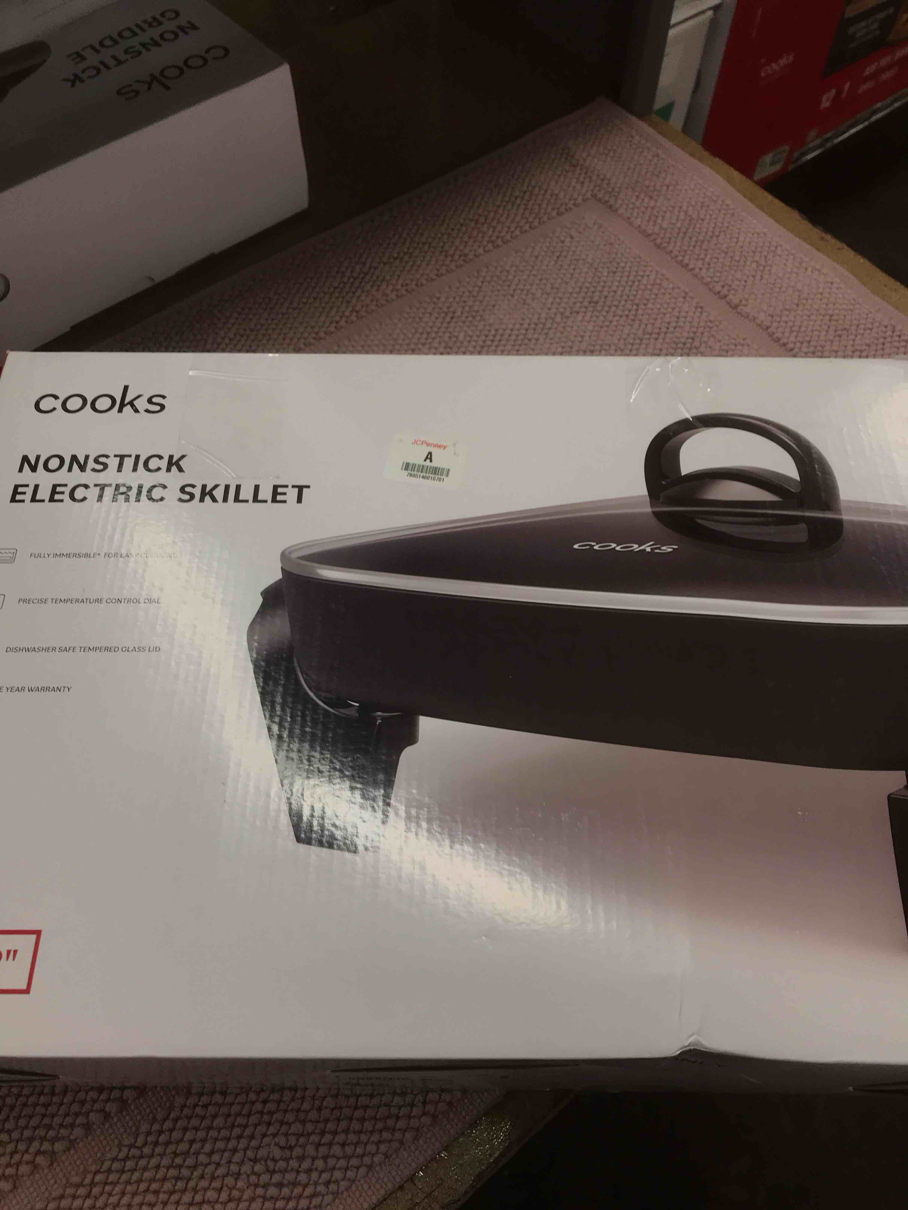 Condition photo showing As Is for cooks nonstick electric skillet 