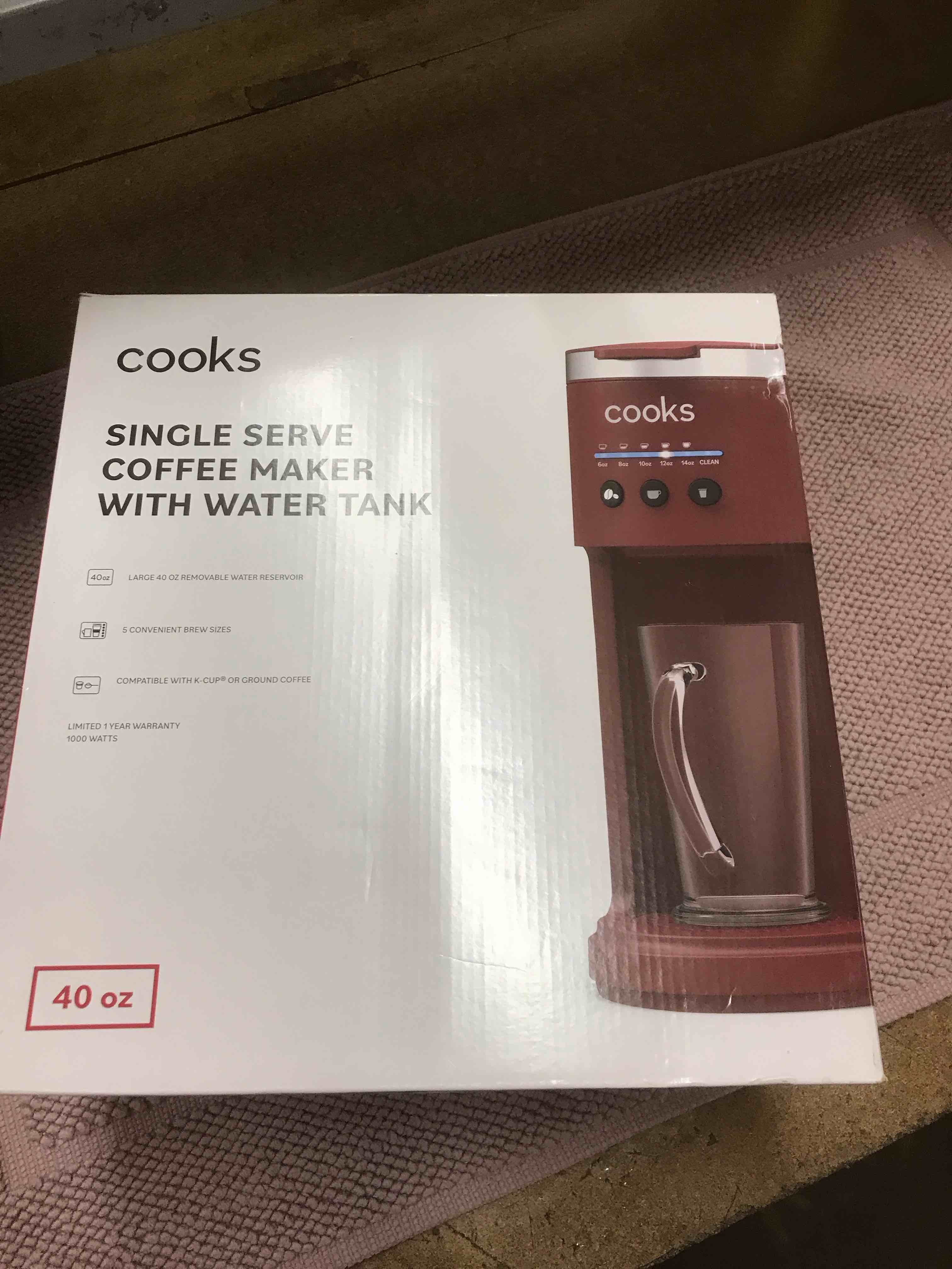 cooks Single Serve Coffee Maker.  40oz