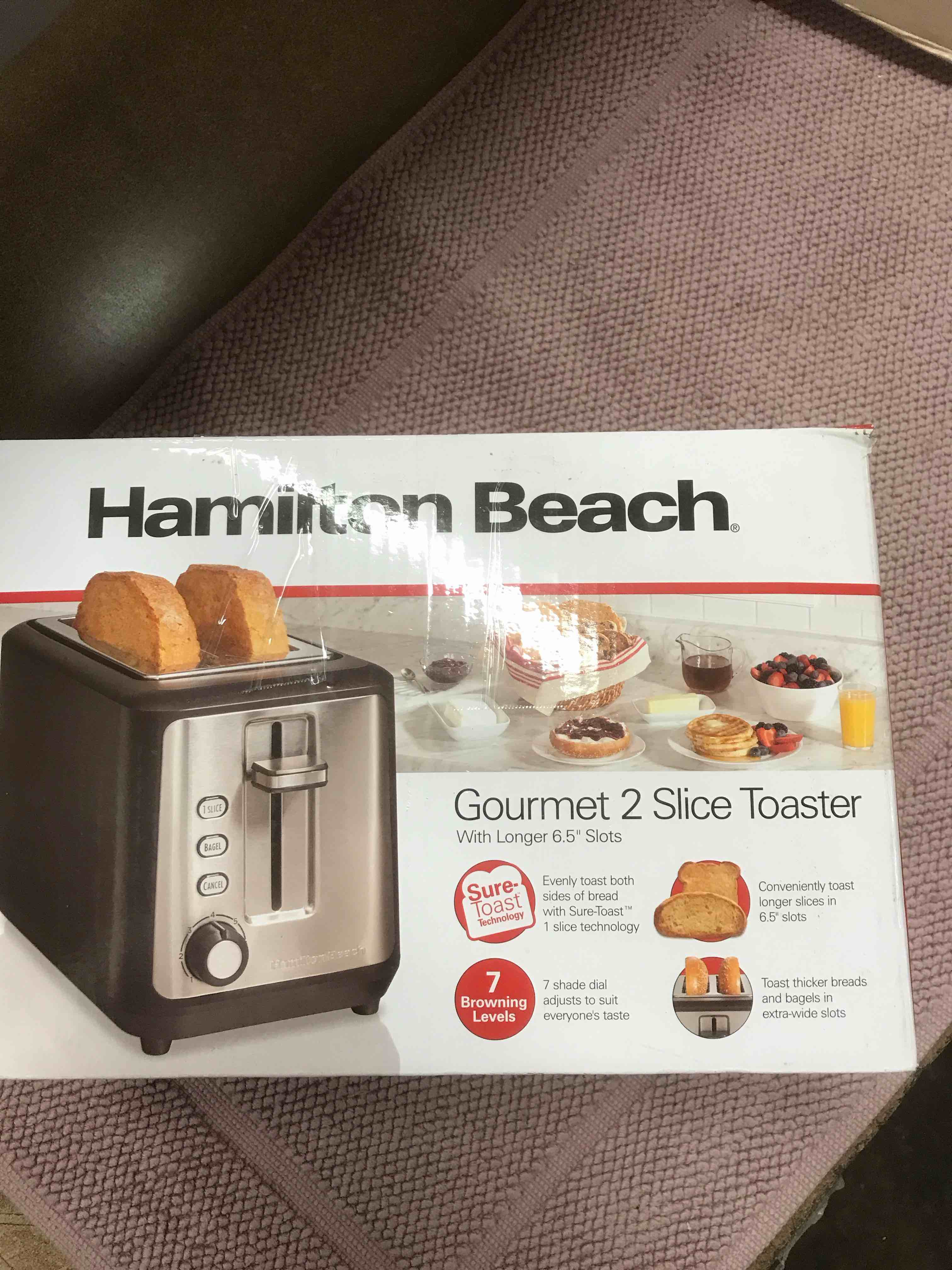 Hamilton Beach Gourmet 2 Slice Toaster  Sure-Toast Technology  Longer 6.5” Slots  22996G