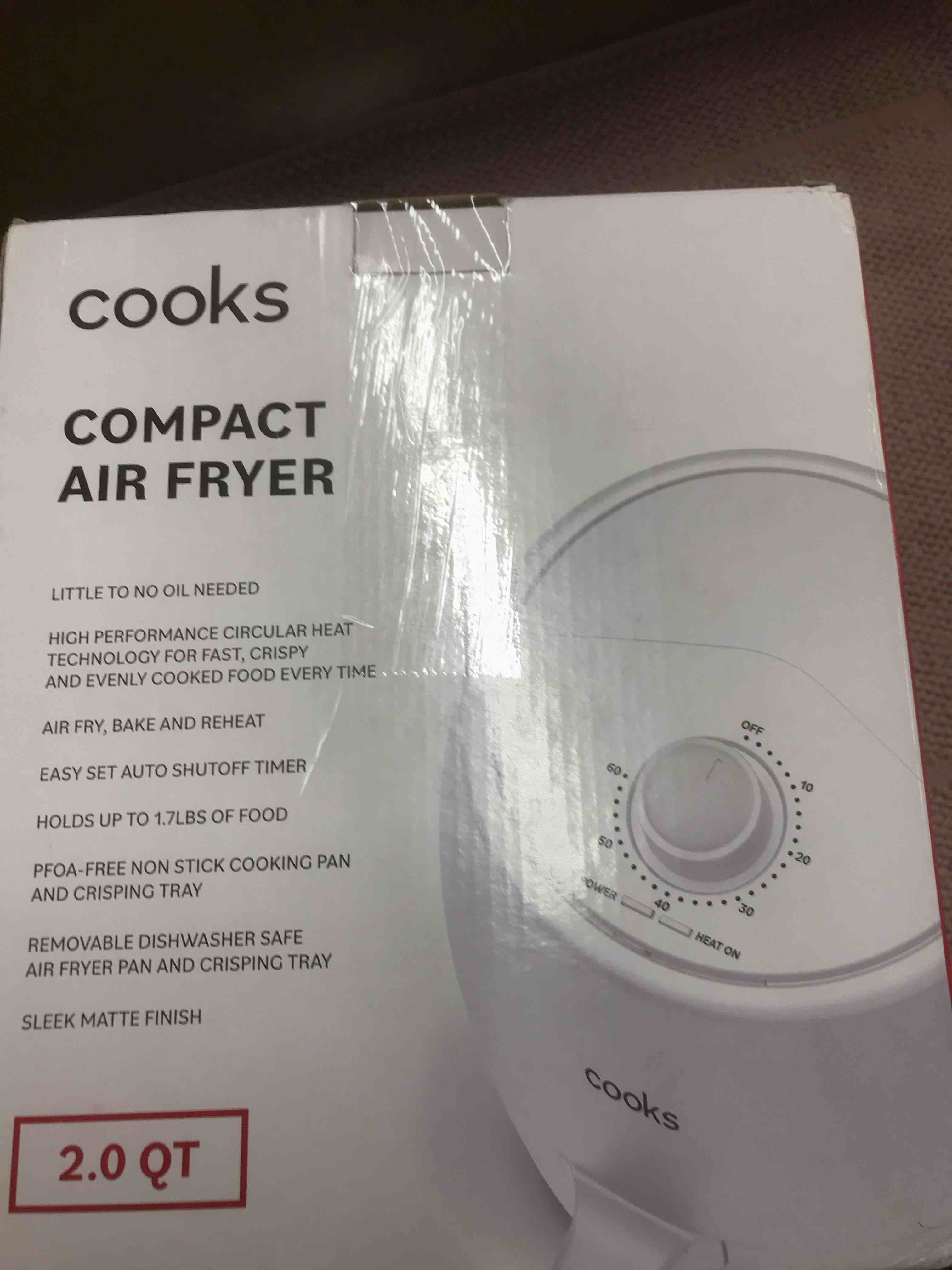 Condition photo showing As Is for cooks Compact Air Fryer 2.0 QT