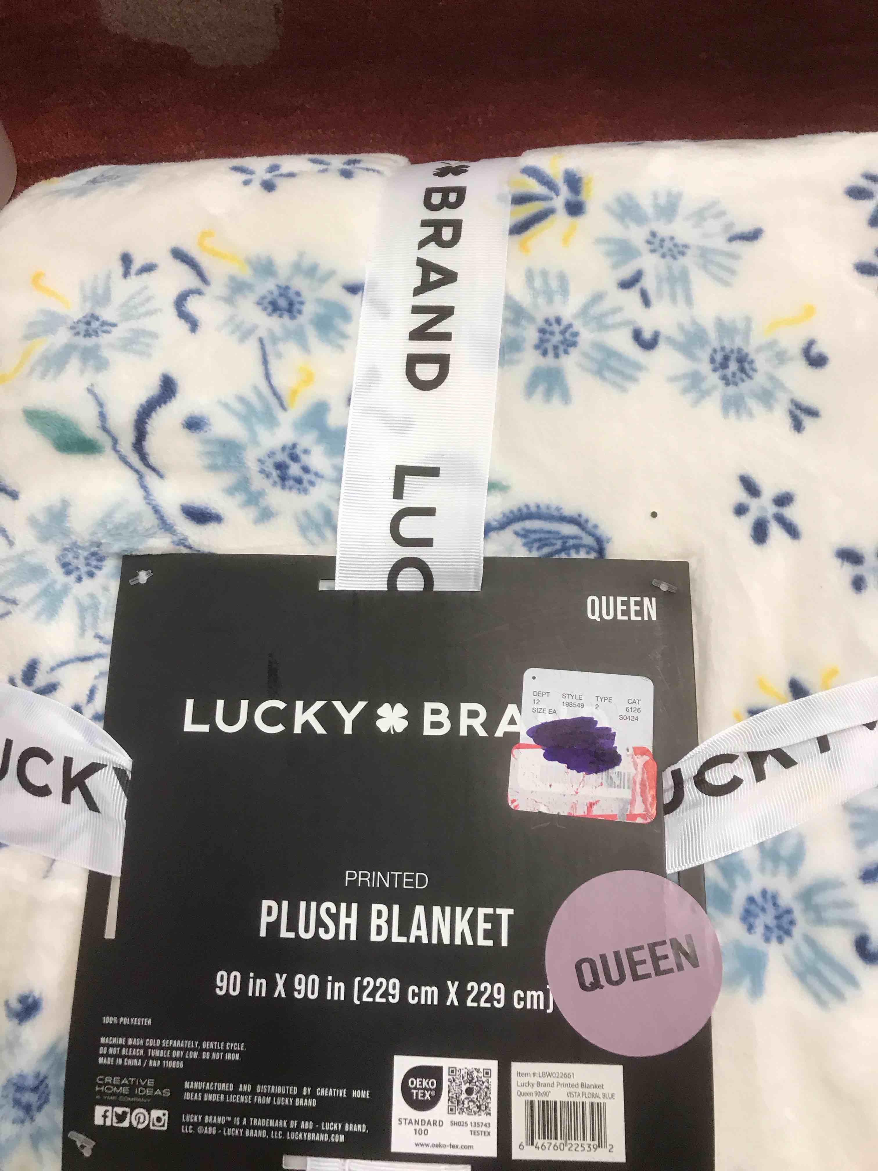 Lucky Brand Plush Blanket 90” x 90”