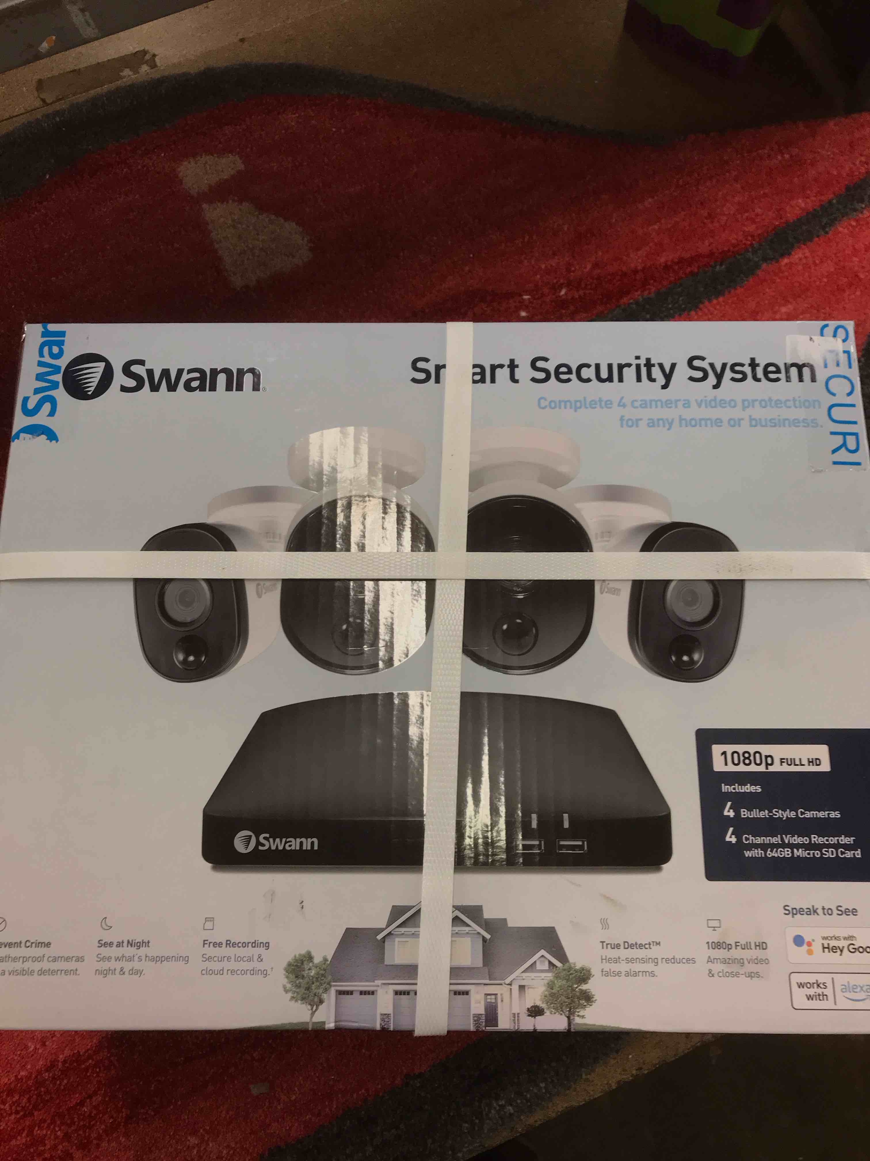 Condition photo showing New/Like New for Swann Home DVR Security Camera System with 64GB Storage, 1080p Full HD Video, 4 Camera 4 Channel, DVR Wired Surveillance Security Cameras Outdoor Indoor, Heat Motion Detection, Night Vision