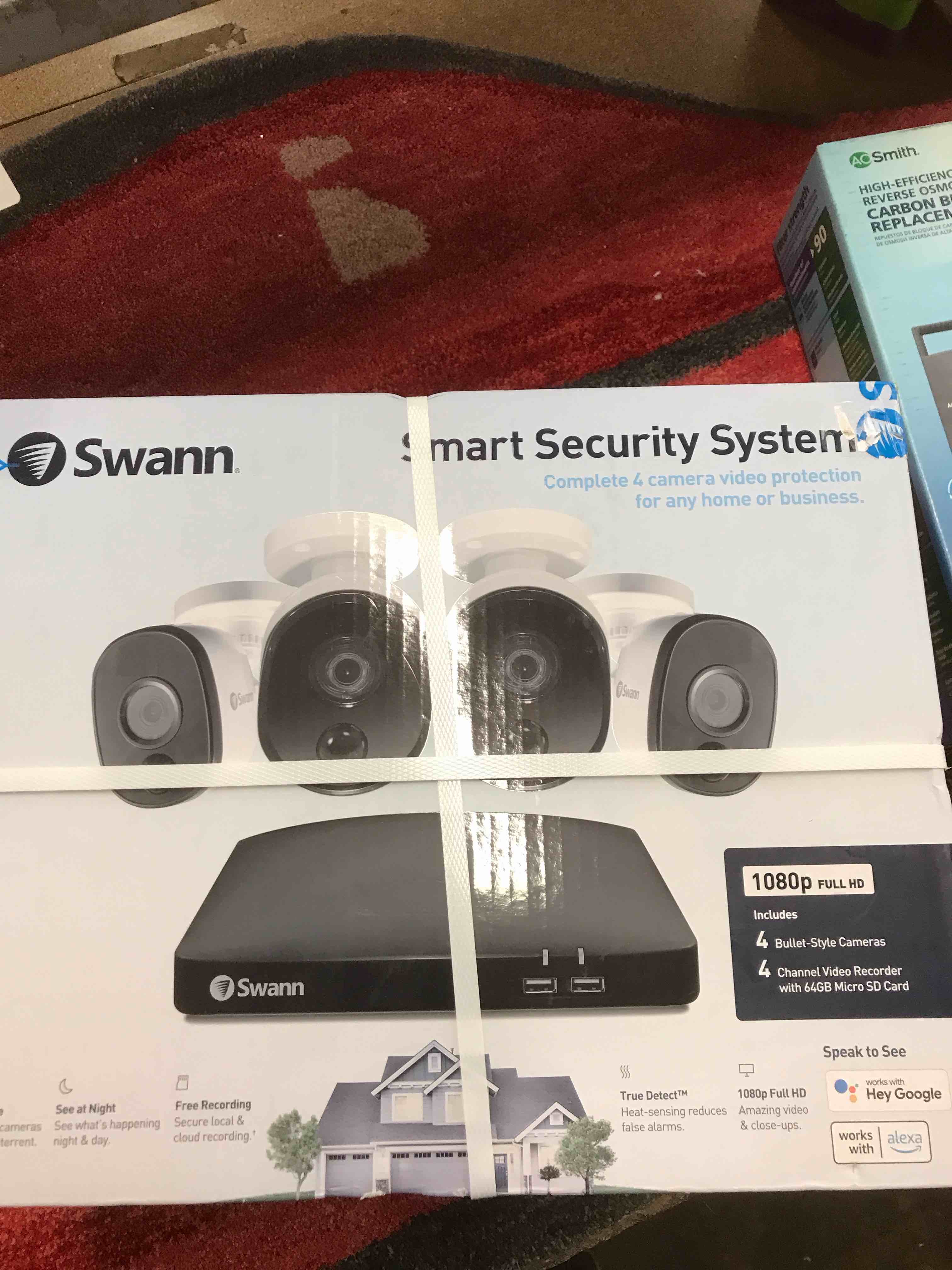 Condition photo showing New/Like New for Swann Home DVR Security Camera System with 64GB Storage, 1080p Full HD Video, 4 Camera 4 Channel, DVR Wired Surveillance Security Cameras Outdoor Indoor, Heat Motion Detection, Night Vision