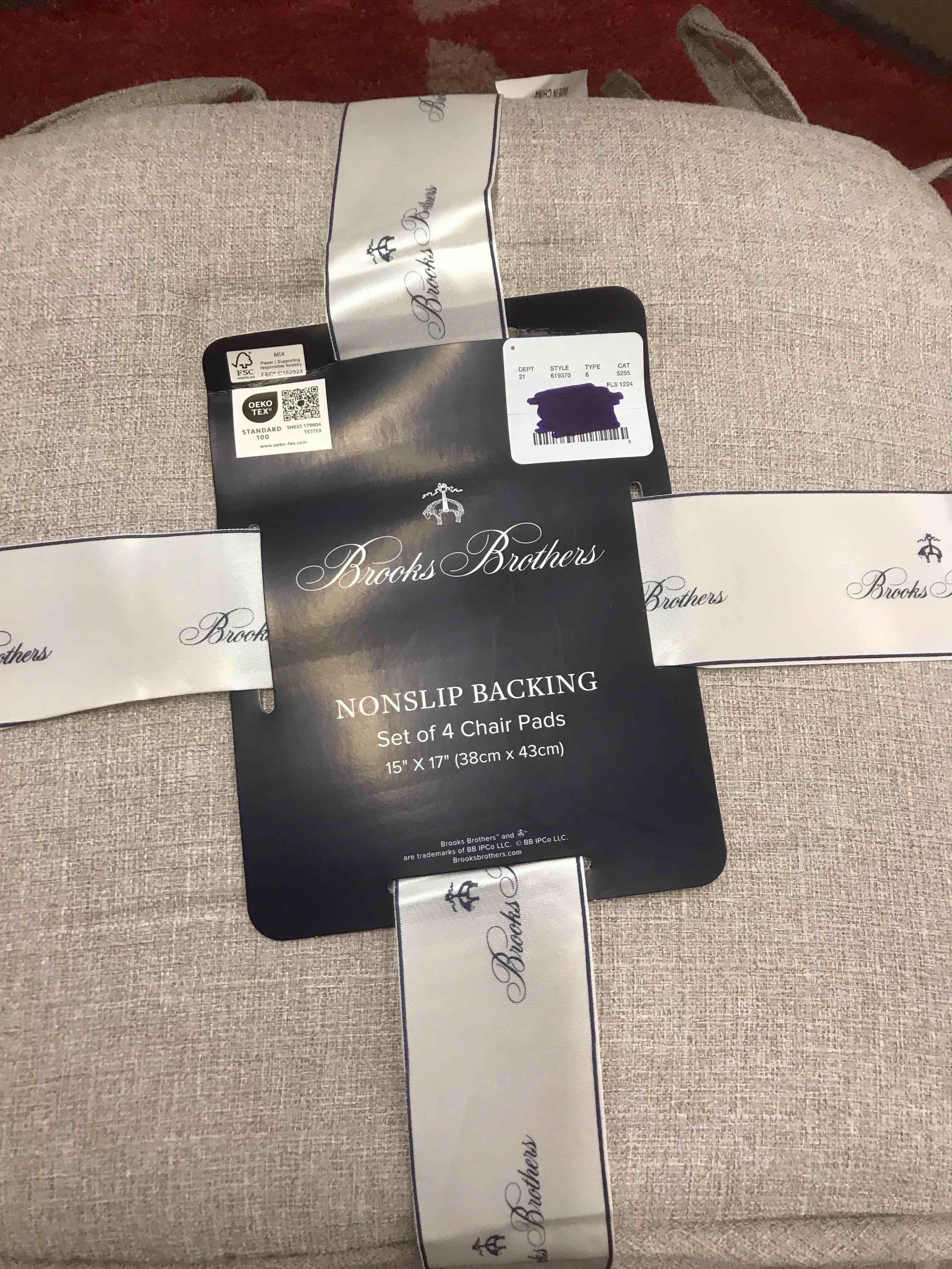 Brooks Brothers Nonslip Backing Set of 4 Chair Pads