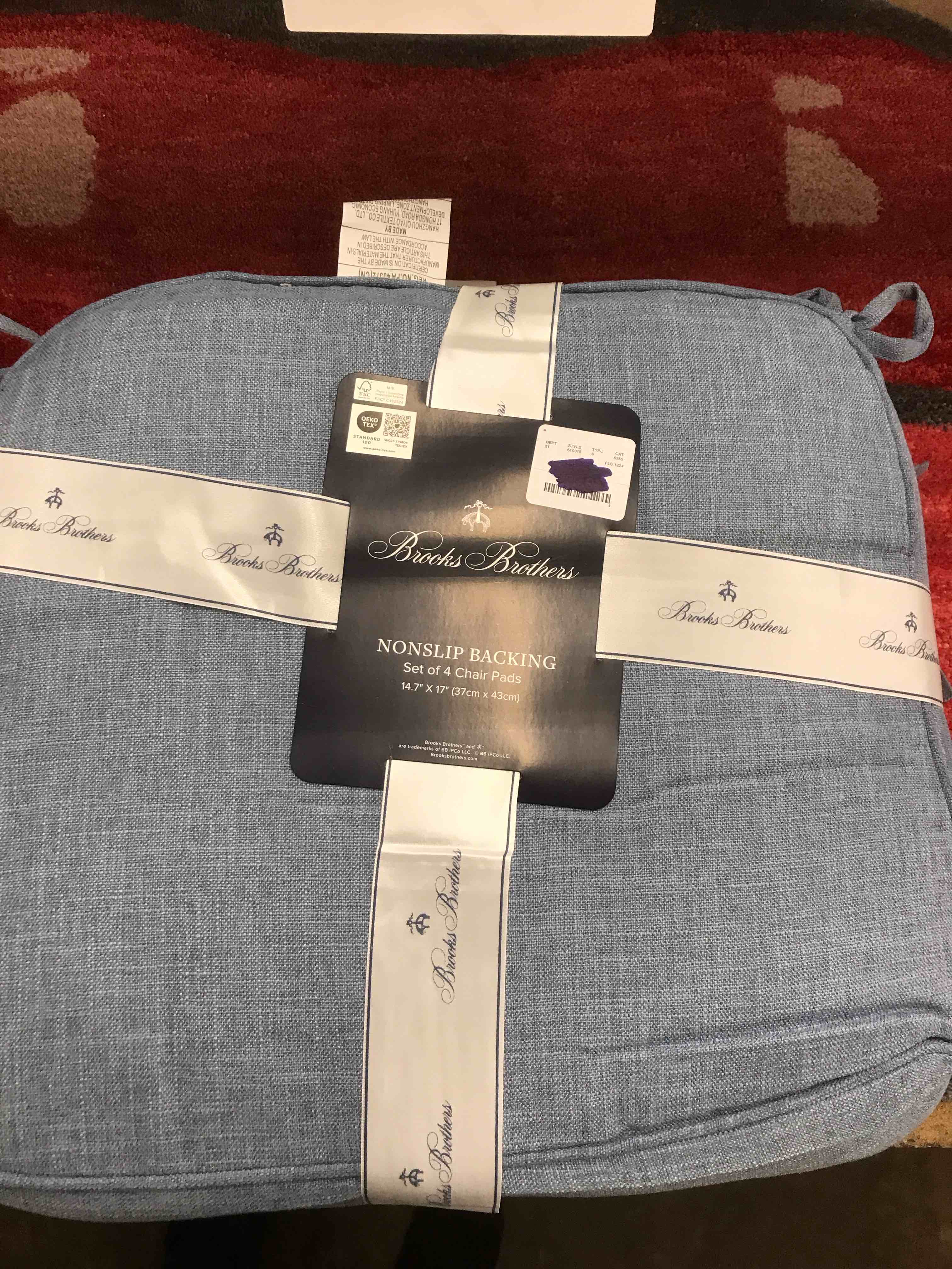 Brooks Brothers Nonslip Backing Set of 4 Chair Pads