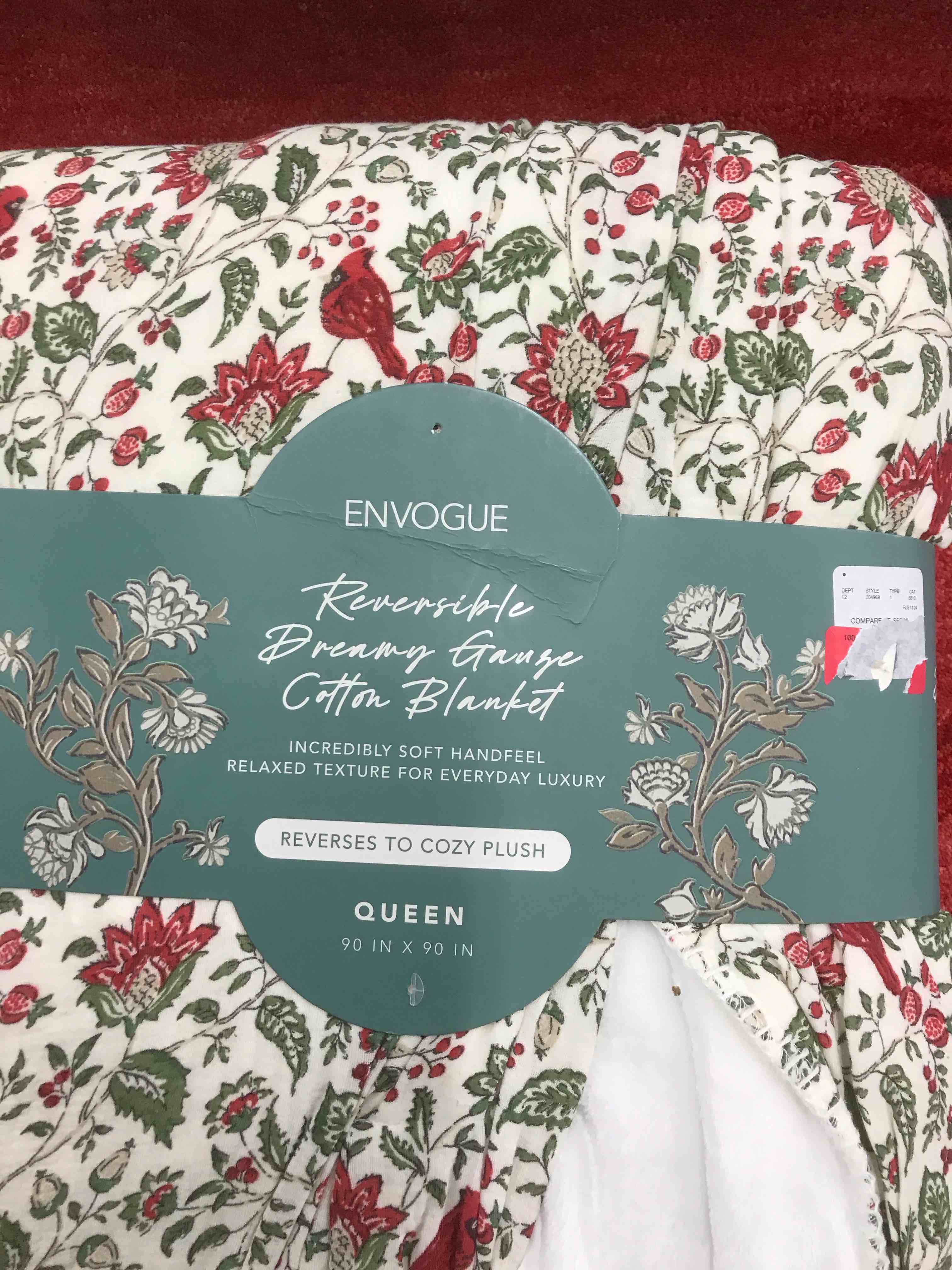 envogue reversible cotton blanket queen 90 x 90 in