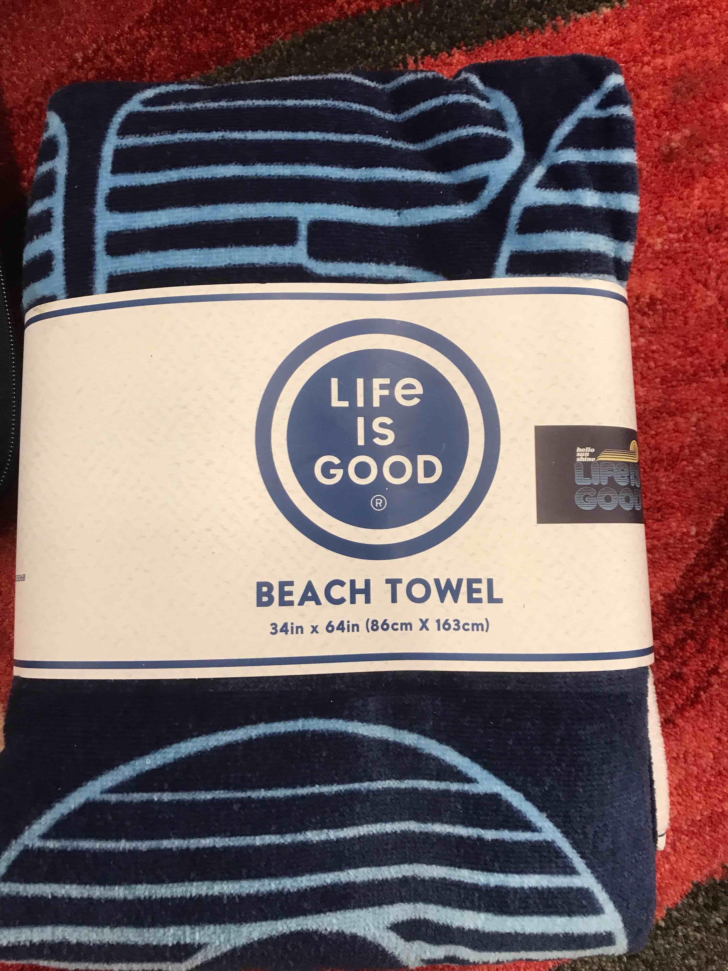 Life is Good Beach Towel 34x 64”