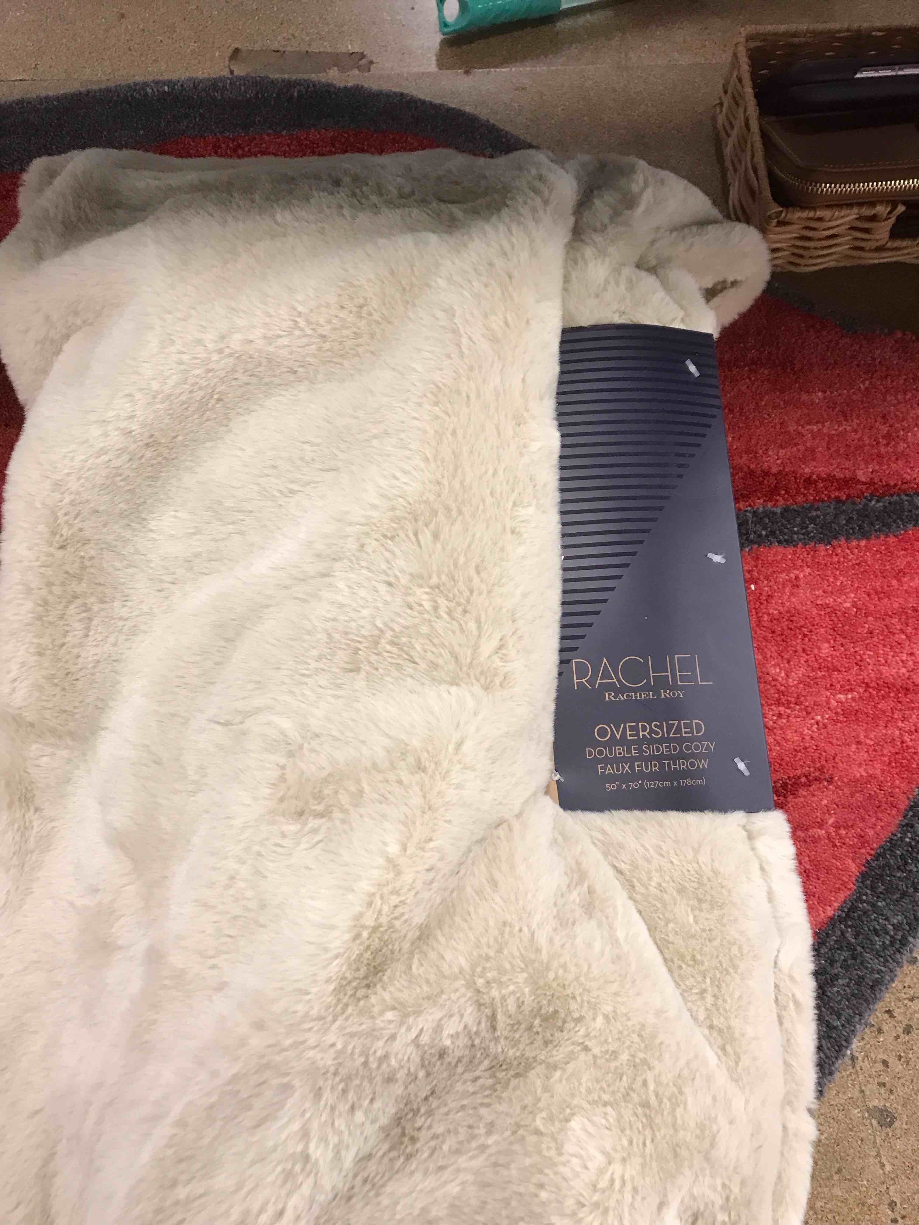 Rachel Roy Oversized Double Sided Cozy Faux Fur Throw