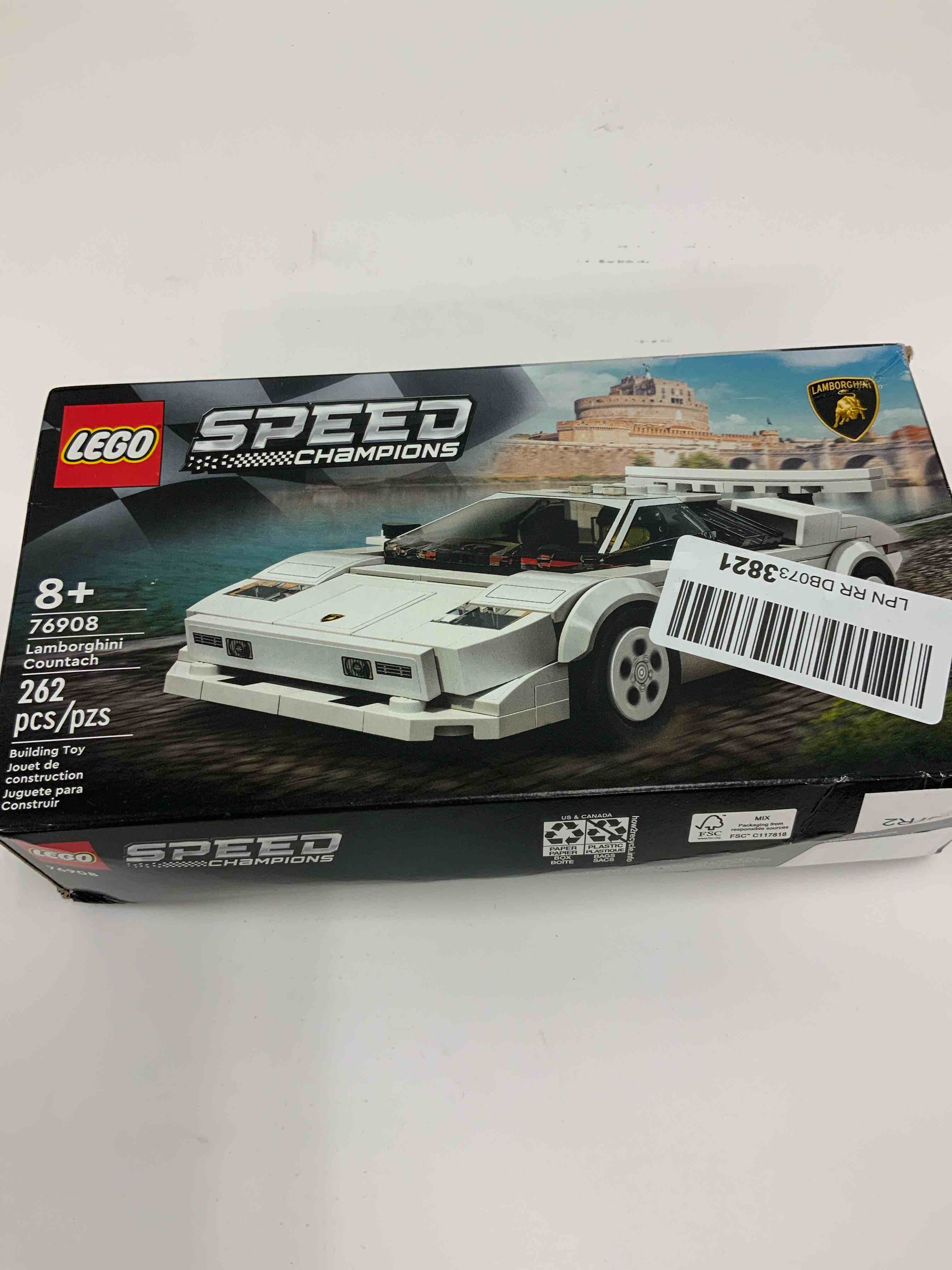Lego Speed Champions Lamborghini Countach 76908, Race Car Toy Model Replica, Collectible Building Set with Racing Driver Minifigure