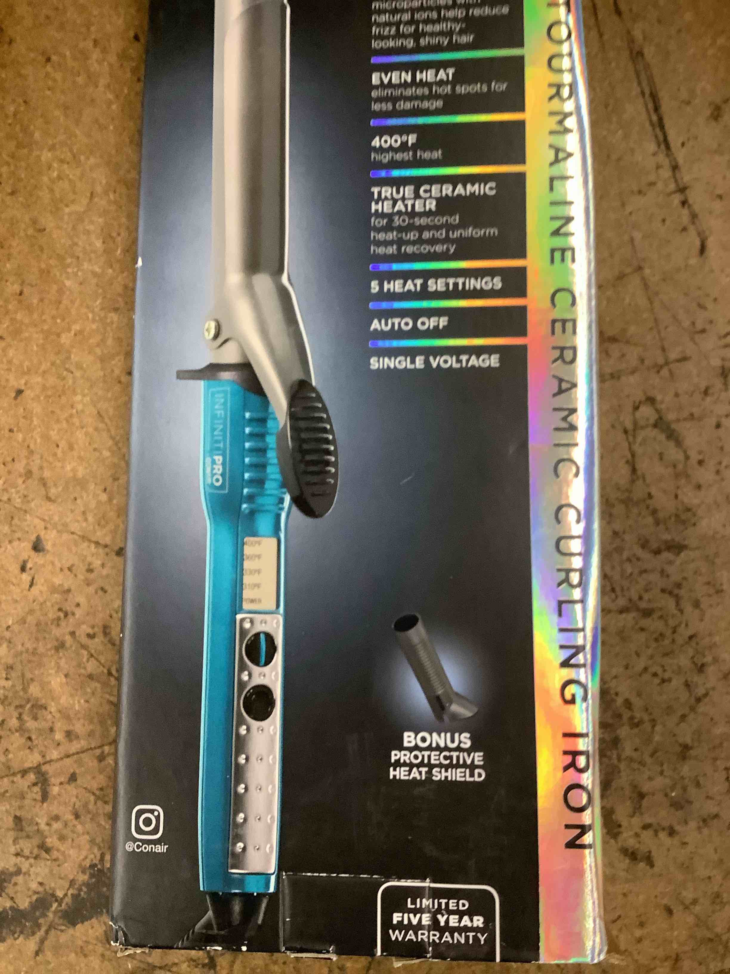 infinitipro by conair tourmaline ceramic 1-inch curling iron, 1-inch digital curling iron, 1-inch barrel produces classic curls – for use on short, medium, and long hair