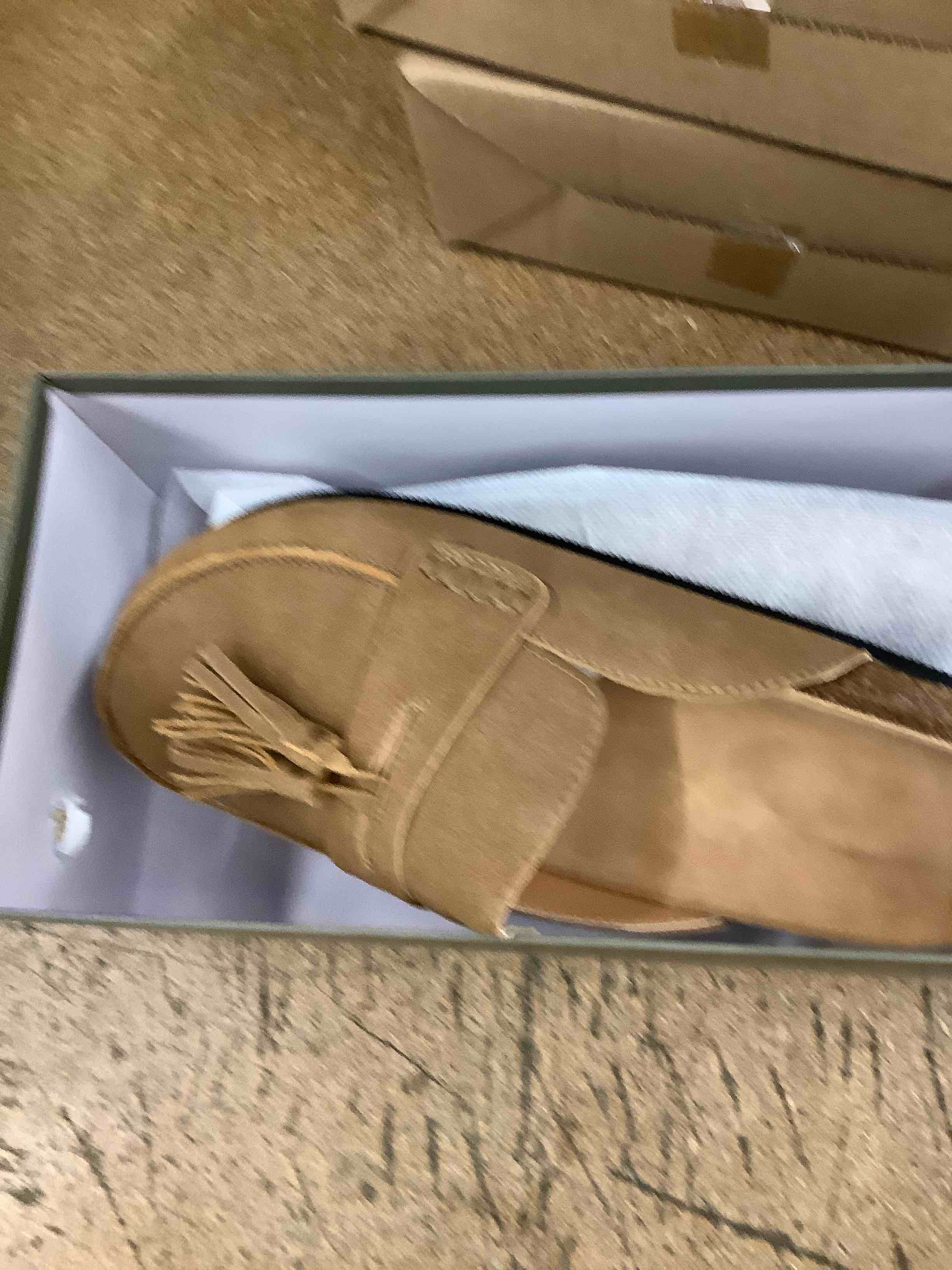 women brown suede slip in clog shoe size 6.5