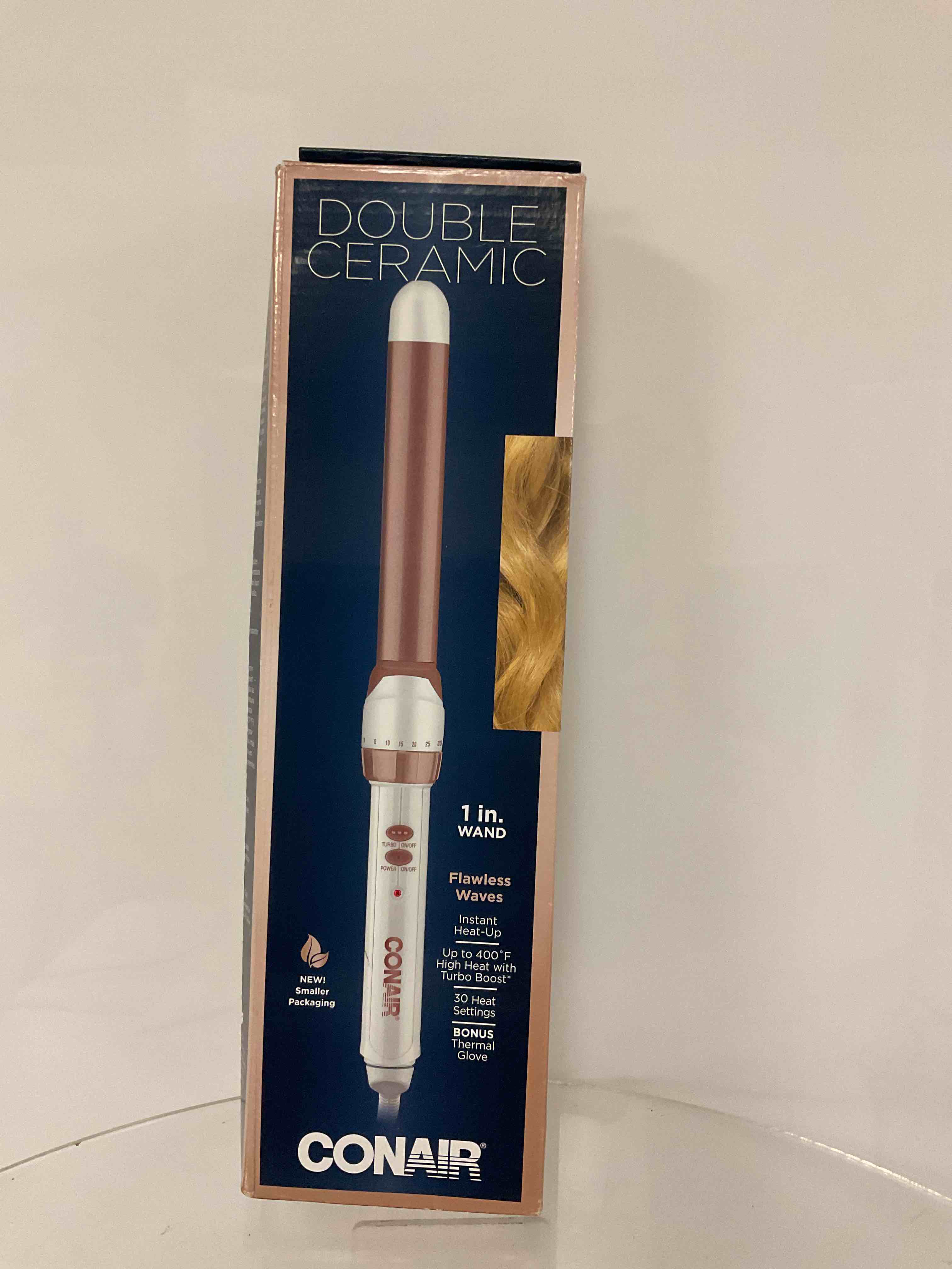 conair double ceramic 1-inch curling wand, straight wand produces flawless waves
