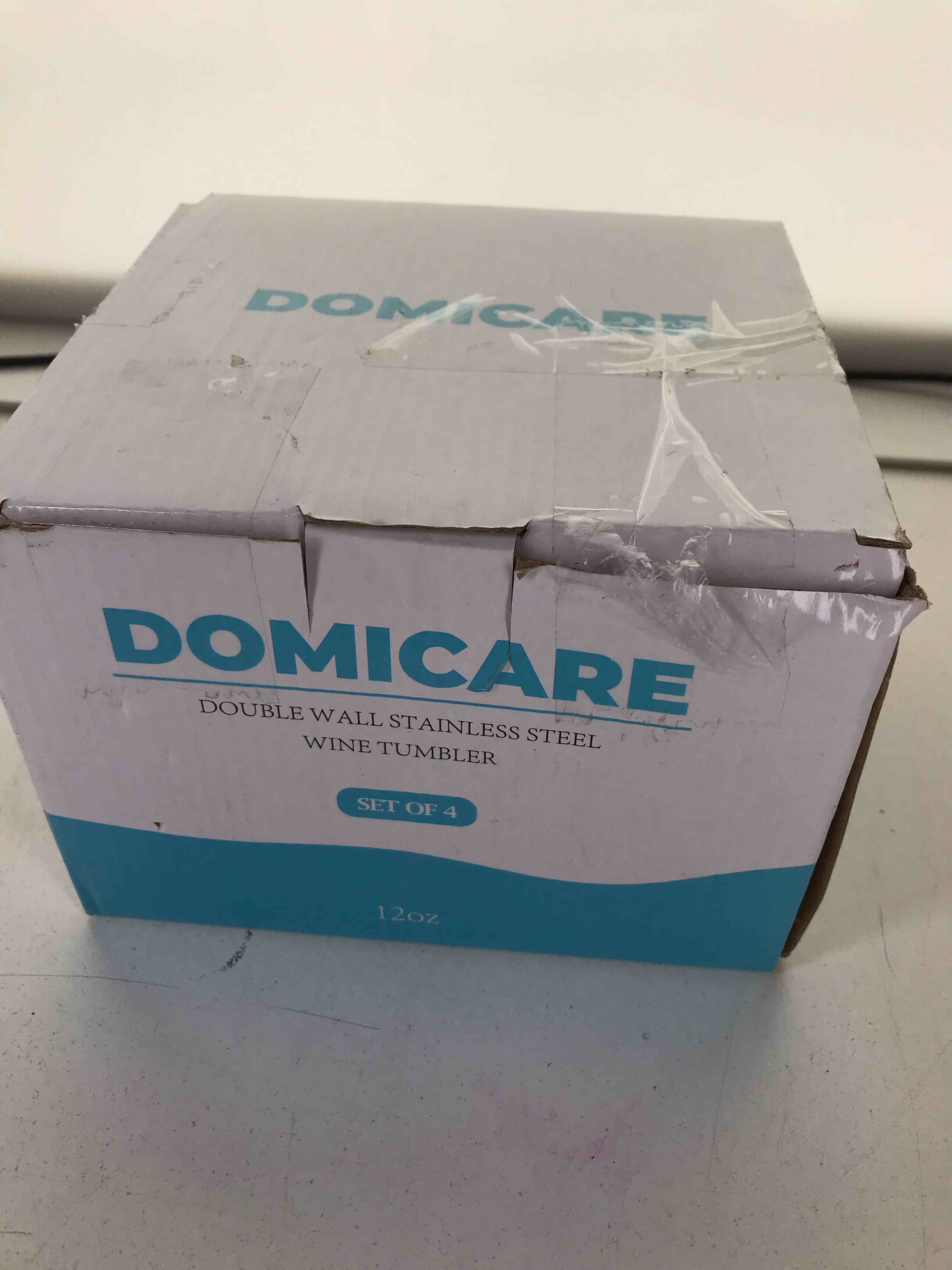 domicare stainless steel wine tumbler bulk with lid, personalized white insulated tumblers set, 12oz travel coffee cups pack of 4