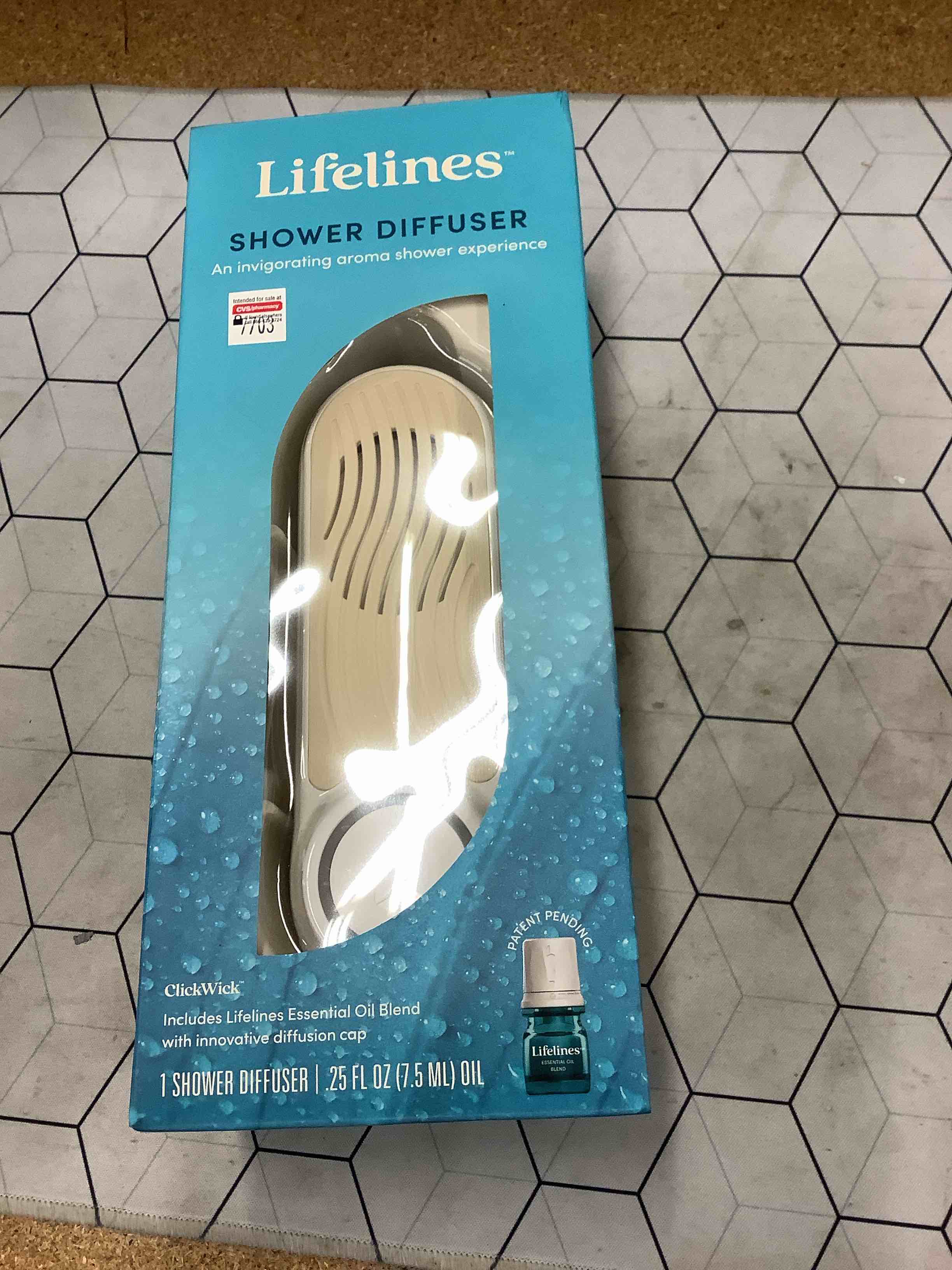 Shower Diffuser plus Essential Oil Blend - Lifelines: Paraben-Free Aromatherapy, Automatic Shut-Off, Fan Type, Includes Oils