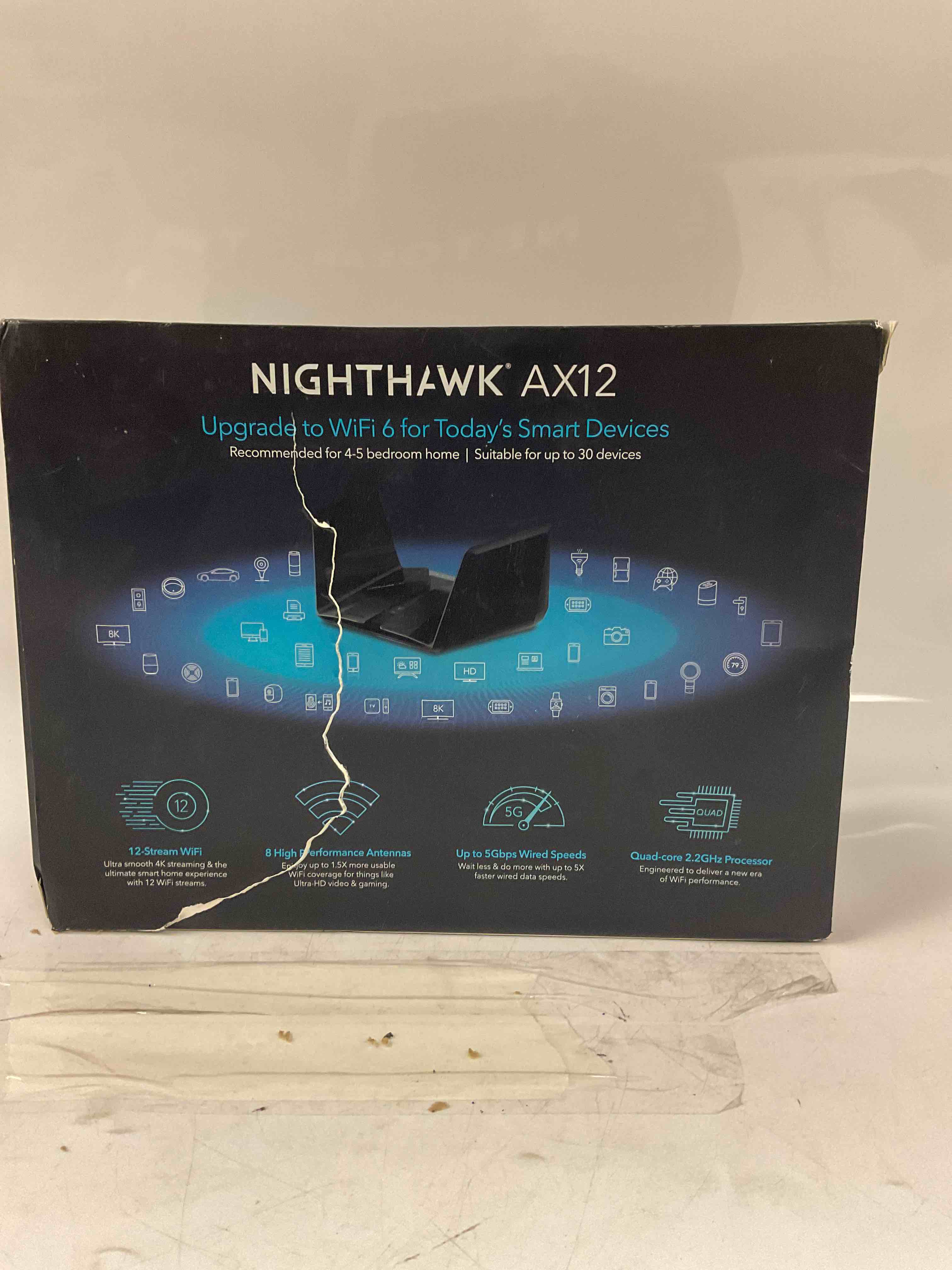 netgear nighthawk ax12 dual-band 12-stream wi-fi router rax120-100nas (renewed)