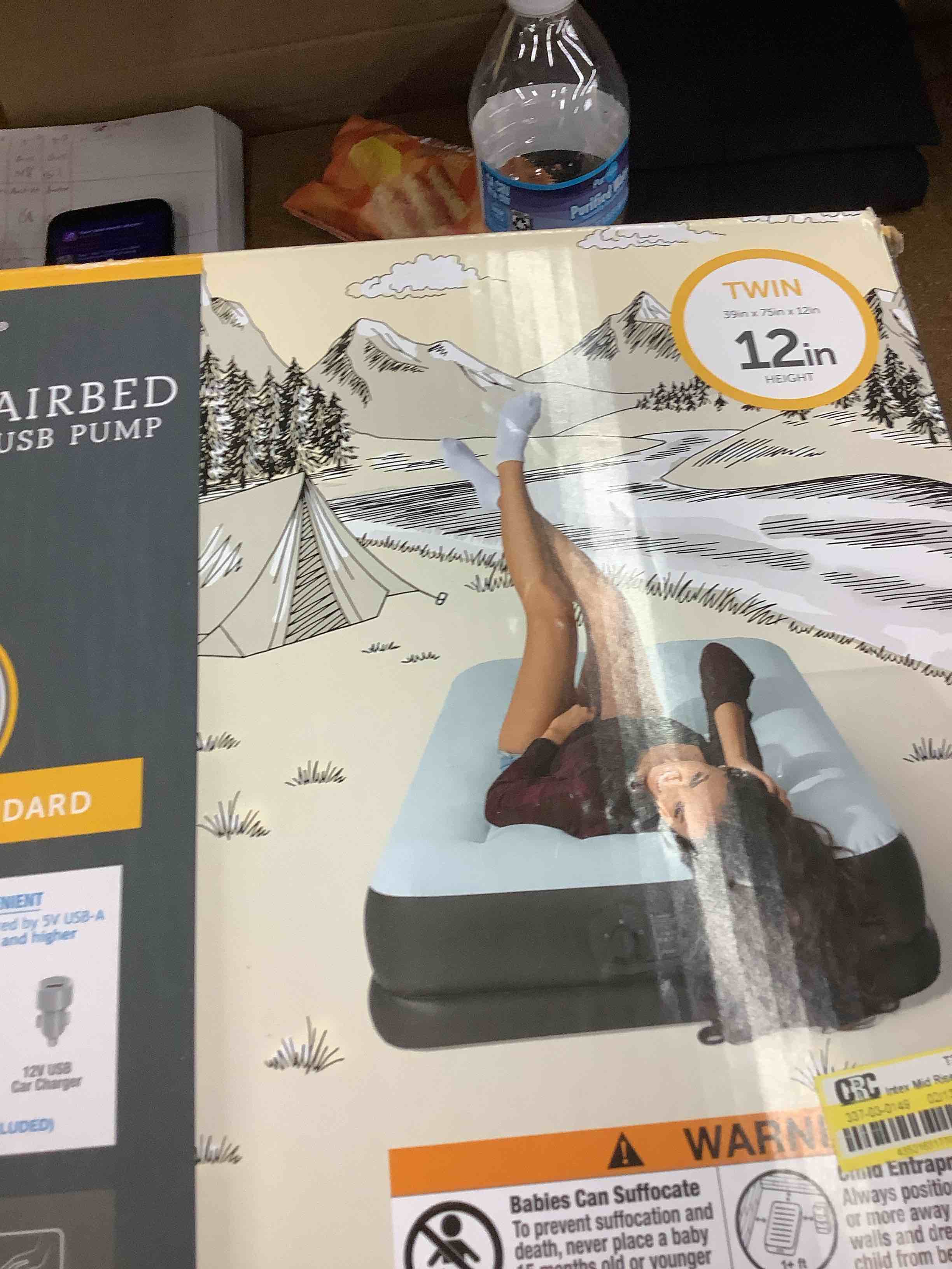 Intex Mid Rise 12" Air Mattress with Internal USB Pump - Twin Size