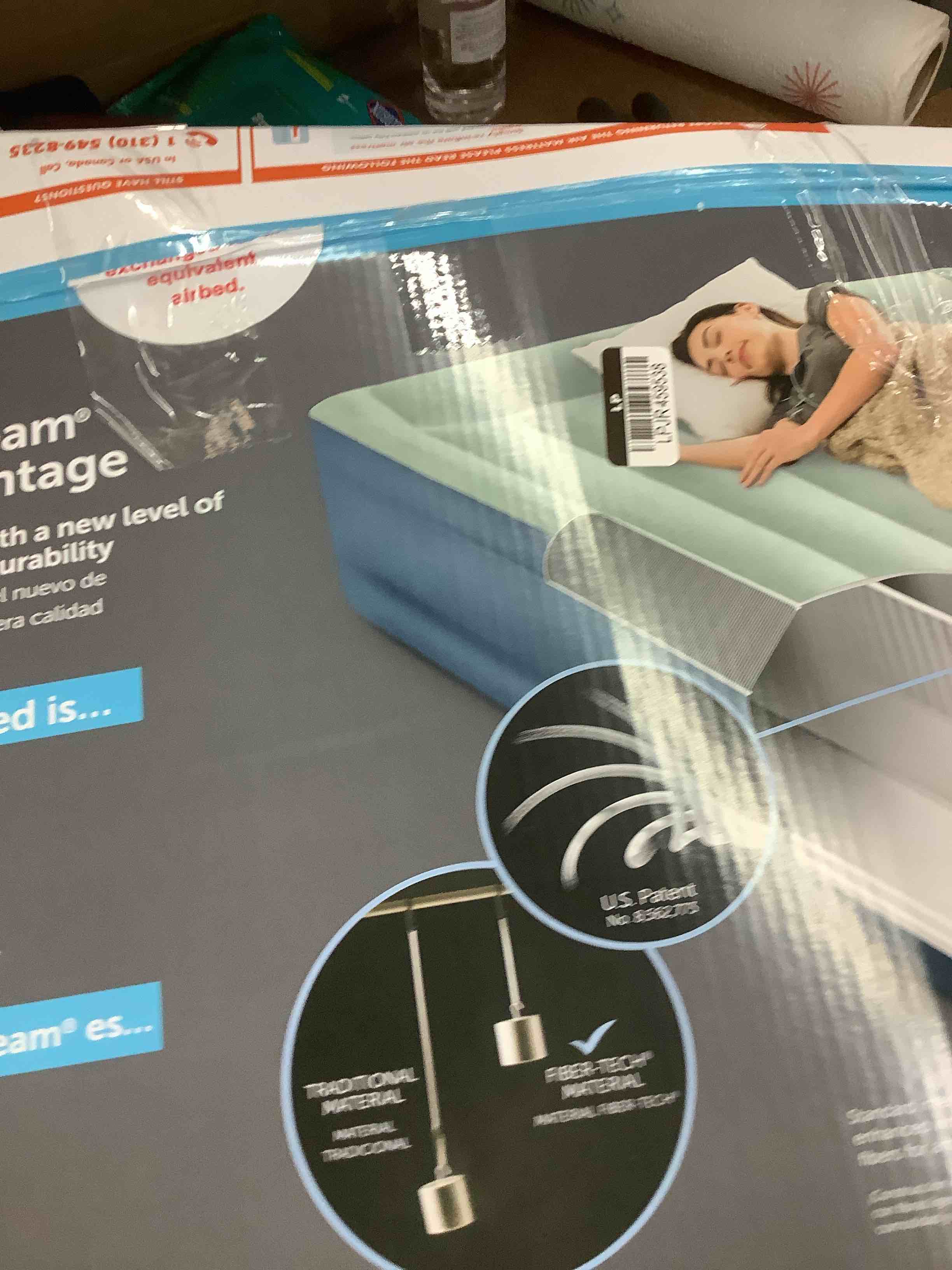 Intex Elevated 18" Pillow Rest Queen Air Mattress with Internal Pump - Off-White/Blue