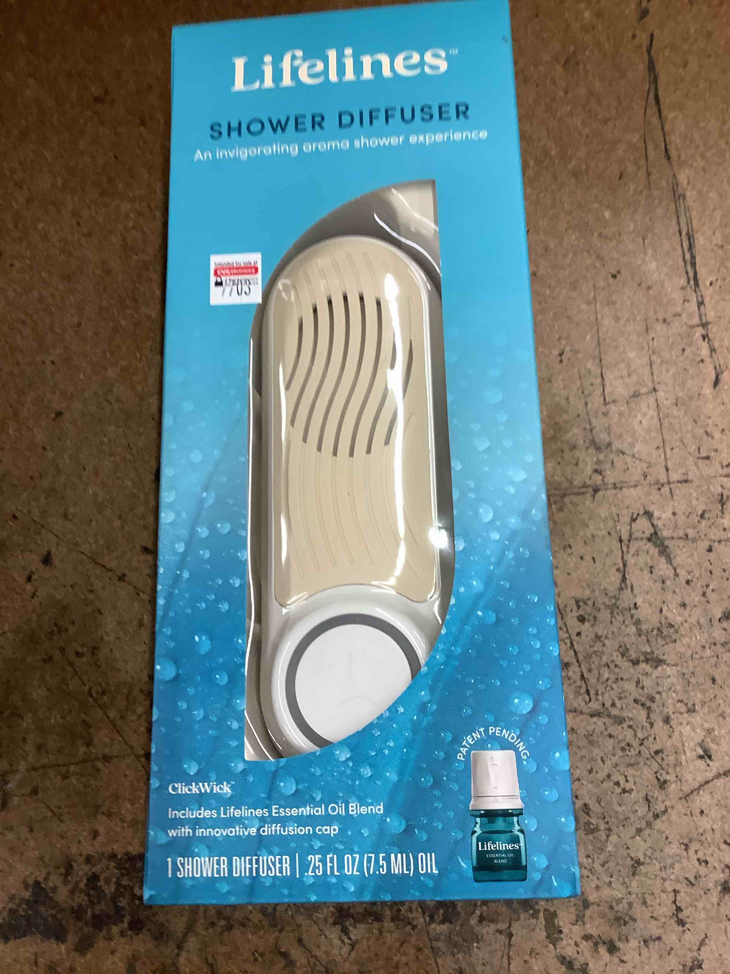 Shower Diffuser plus Essential Oil Blend - Lifelines: Paraben-Free Aromatherapy, Automatic Shut-Off, Fan Type, Includes Oils