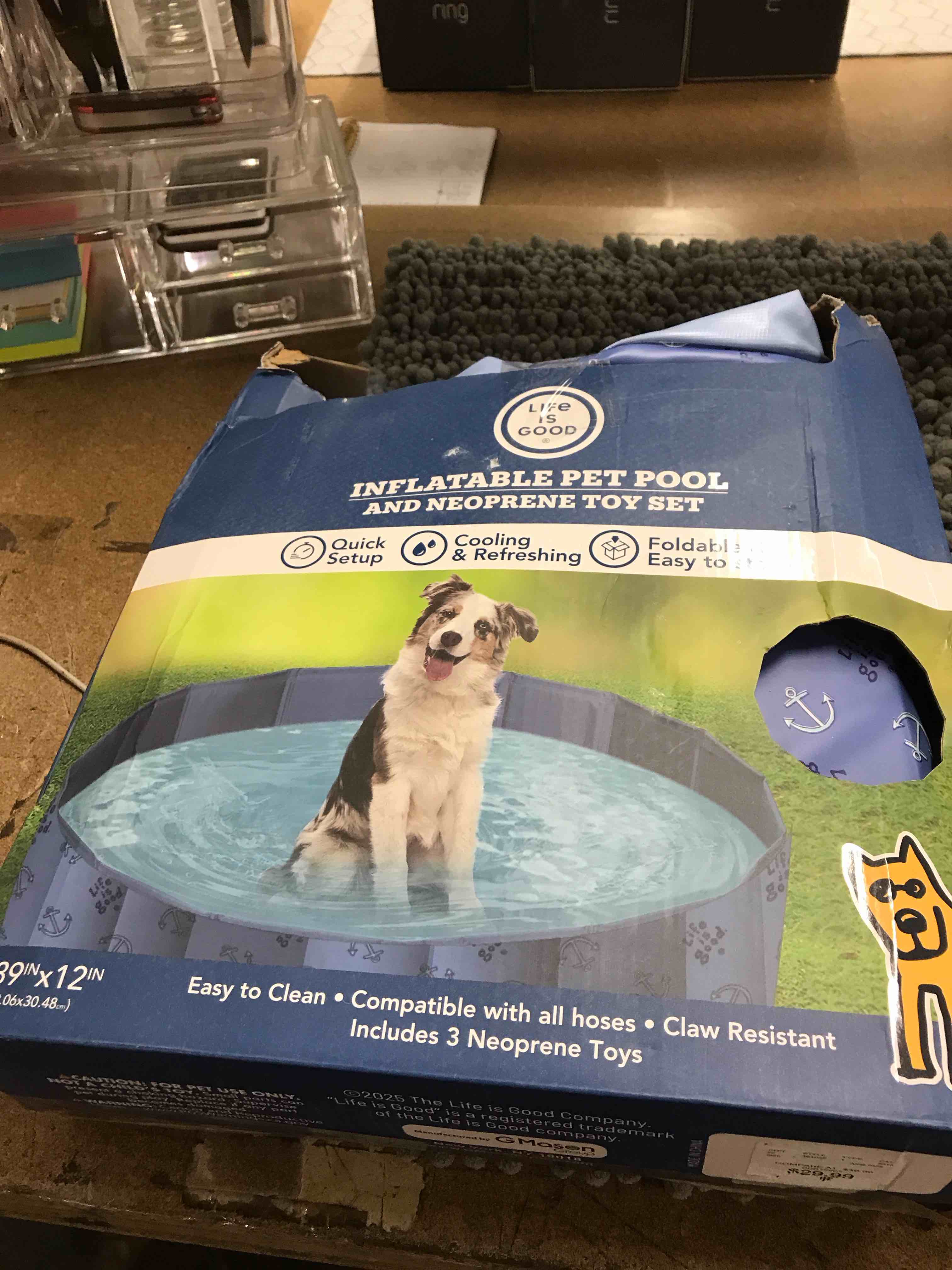 39x12in inflatable pet pool