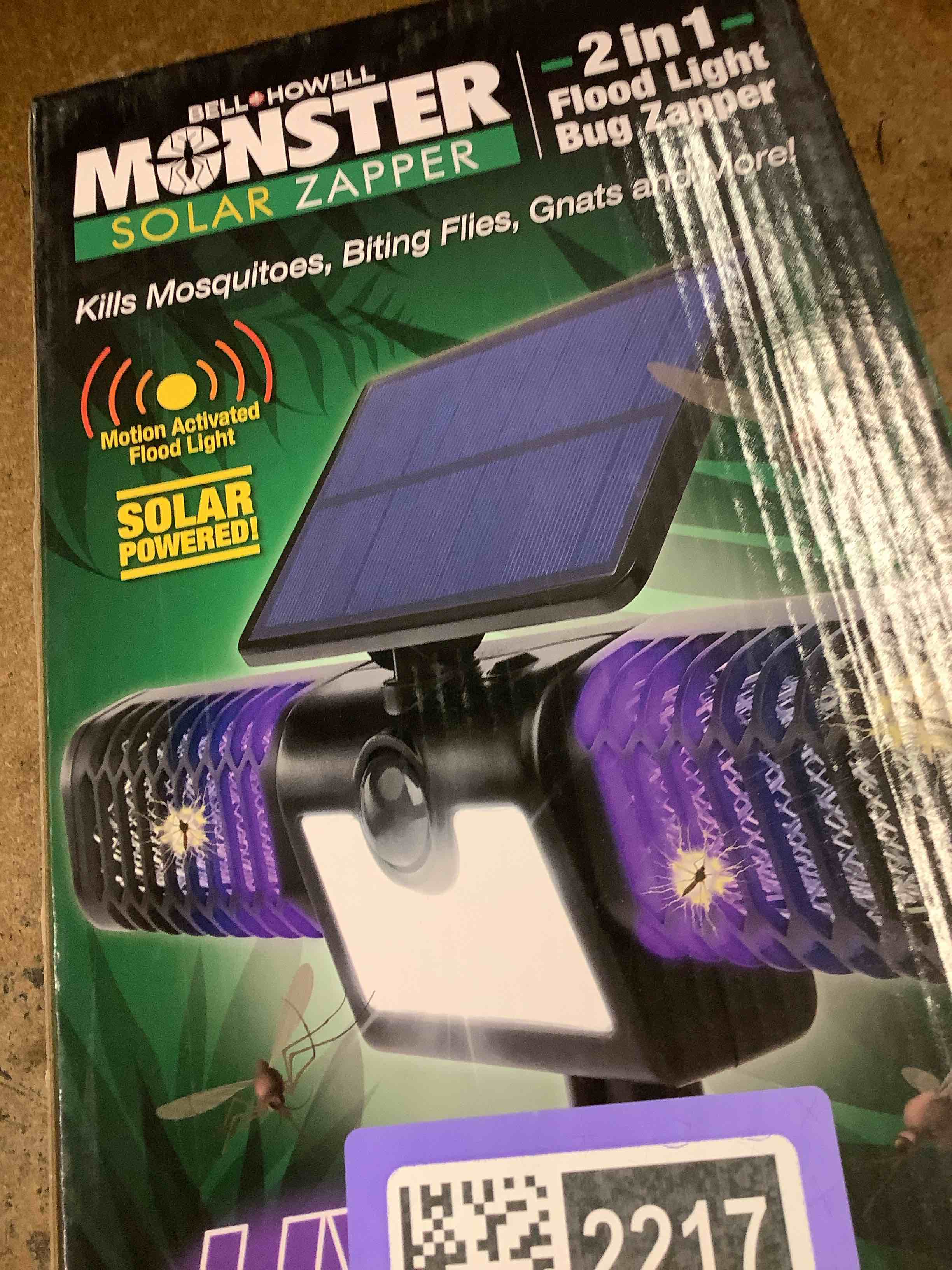 Condition photo showing Good Condition for monster solar bug zapper 2in1 solar flood light solar bug zapper electric mosquito zappers