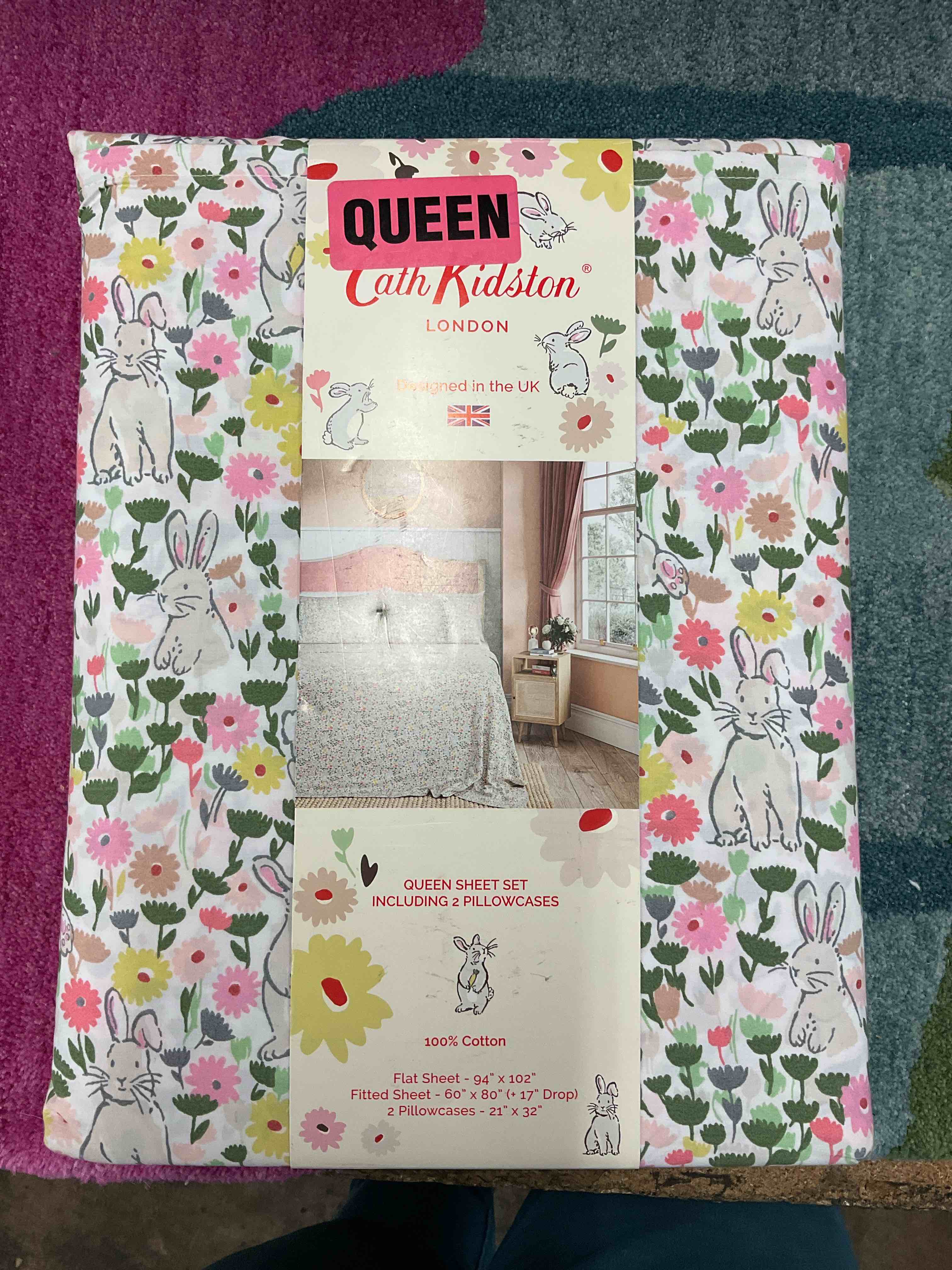 Queen Sheet Set - Bunnies Pastel 