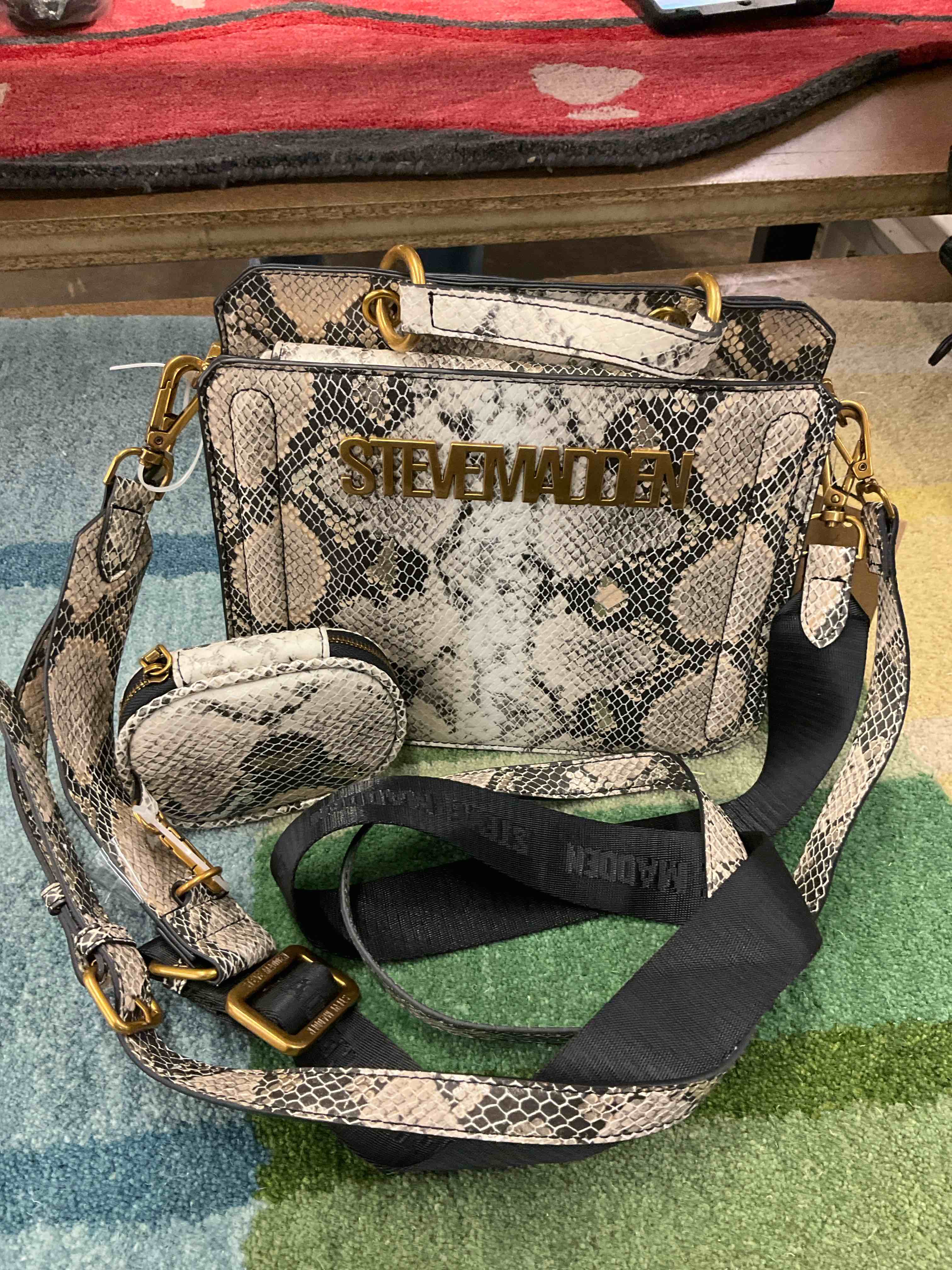 Metallic Bevelyn Snake Satchel