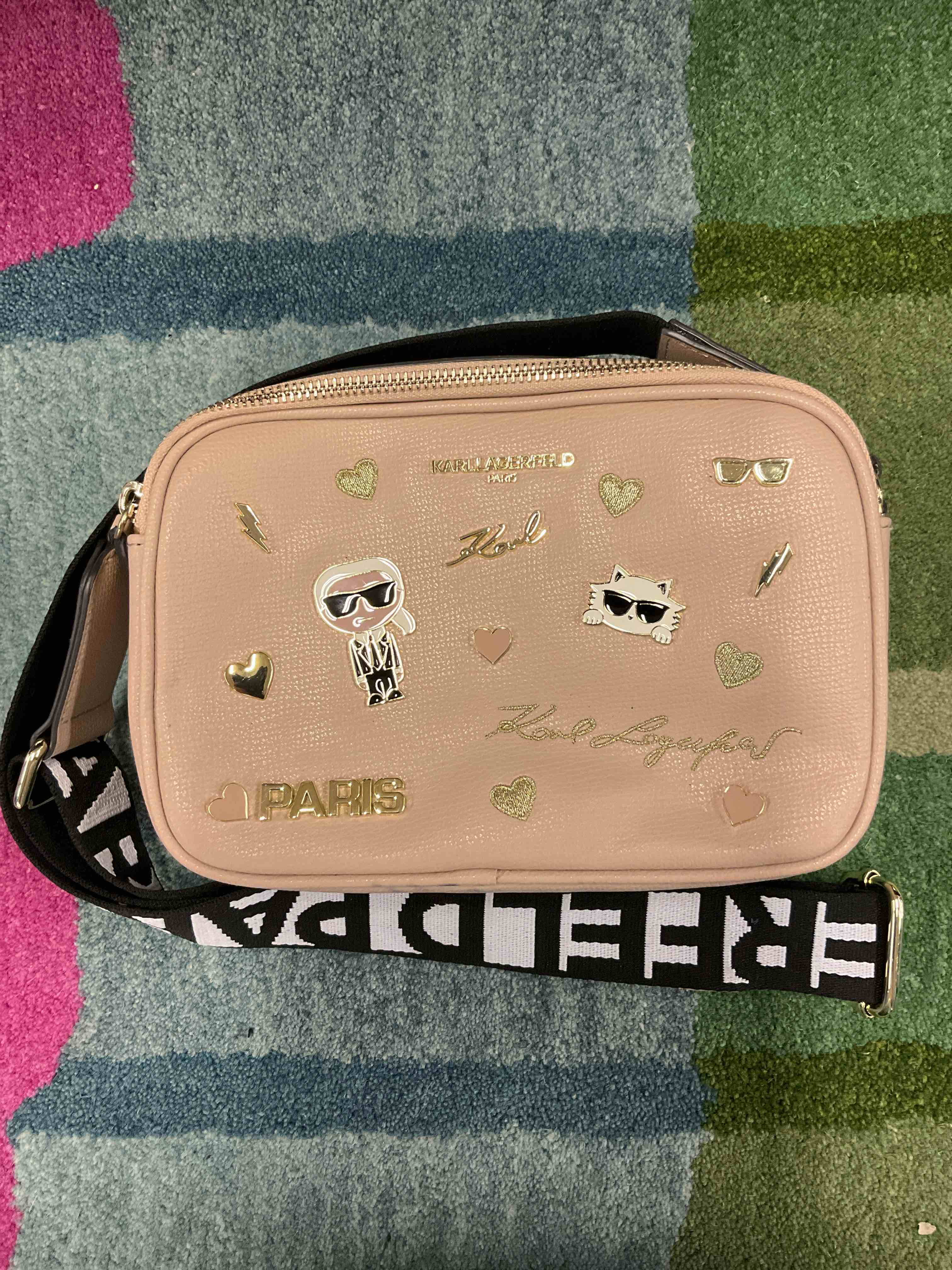 Maybelle Camera Crossbody Bag w/ Karl and Choupette Patches 