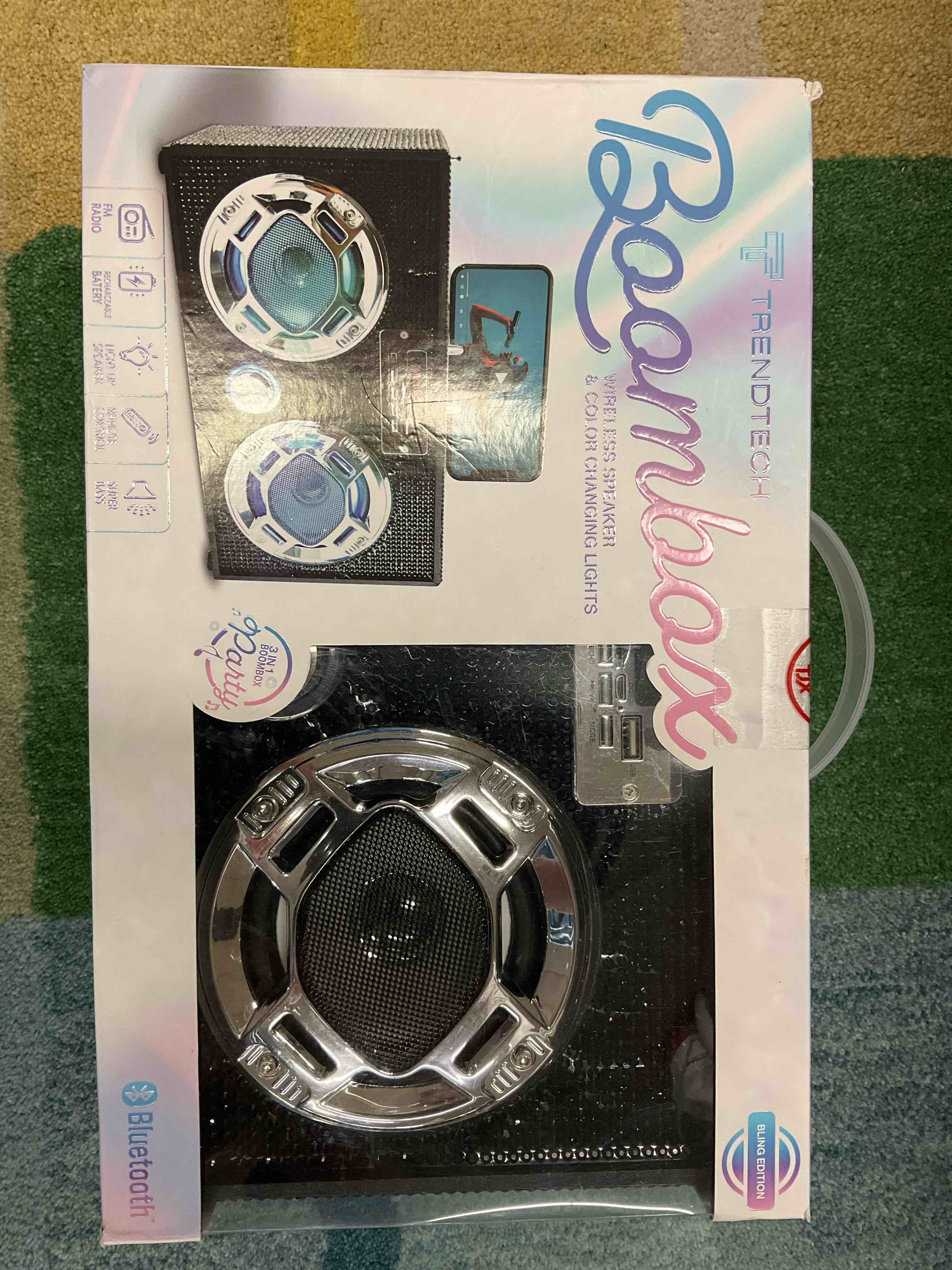 Boombox Wireless Speaker w/ Color Changing Lights 