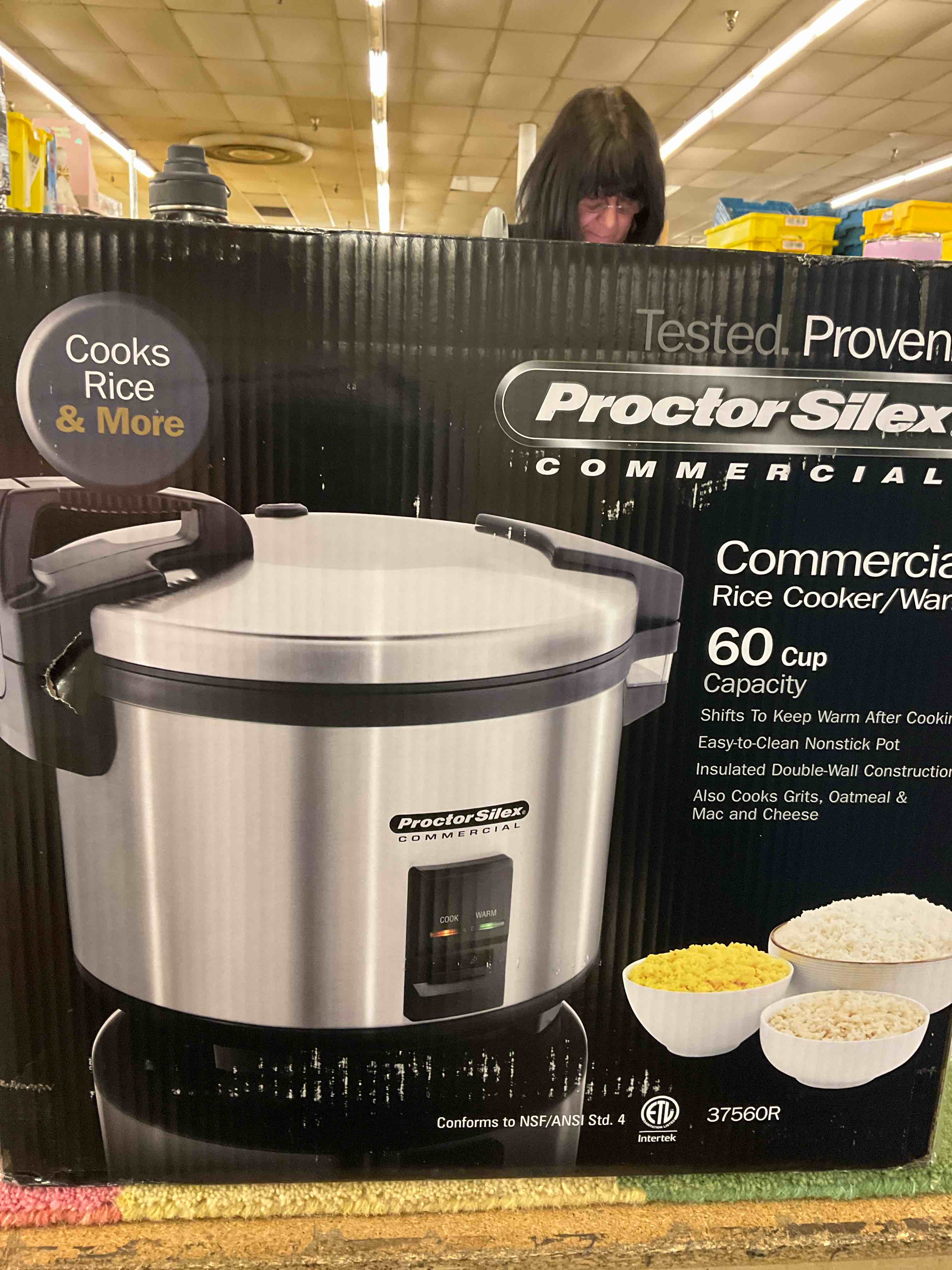 37560R Rice Cooker/Warmer, 60 Cups Cooked Rice Capacity, Nonstick Inner Pot, Hinged Lid, Stainless Steel Housing, Conforms to NSF