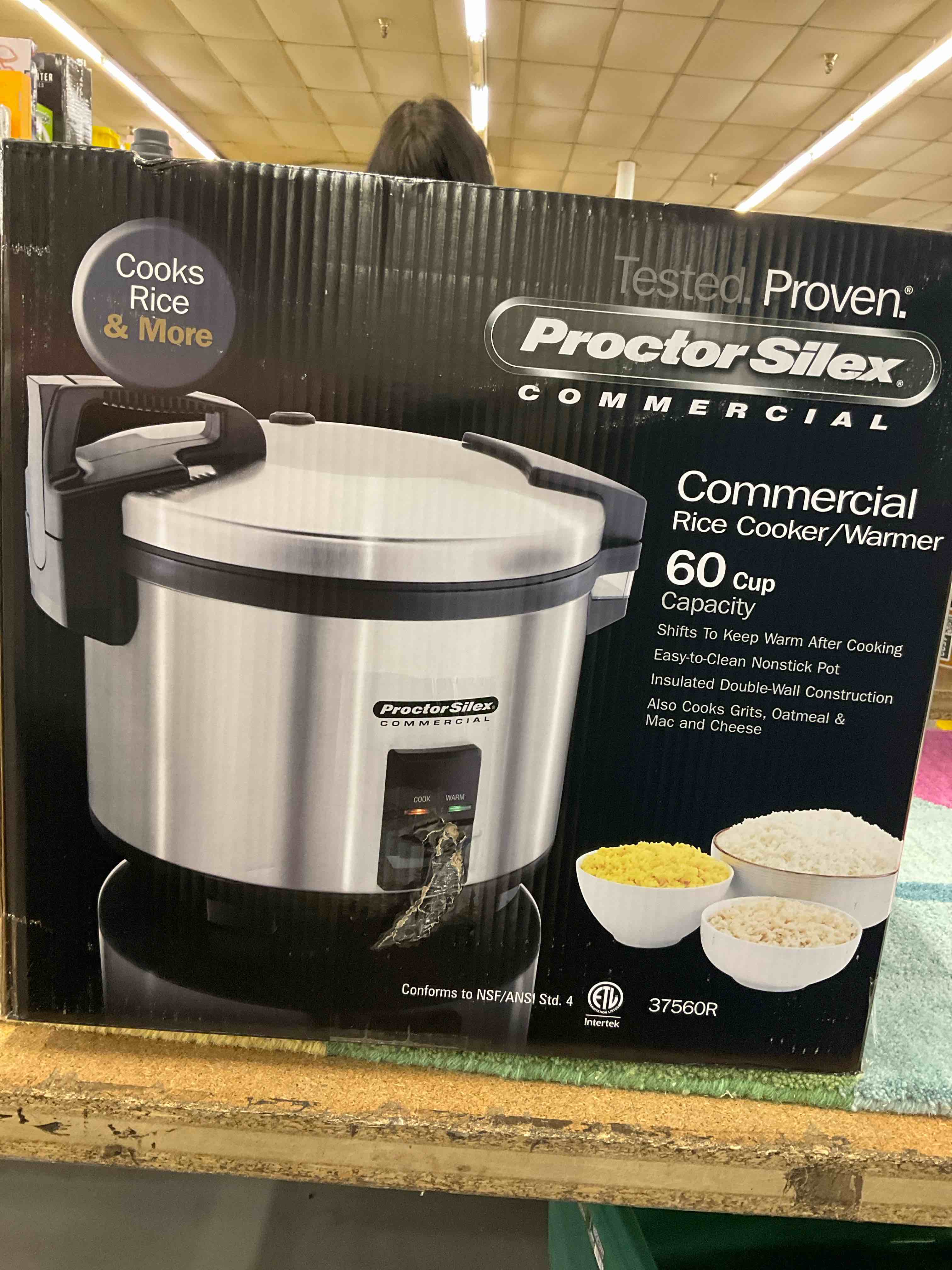 37560R Rice Cooker/Warmer, 60 Cups Cooked Rice Capacity, Nonstick Inner Pot, Hinged Lid, Stainless Steel Housing, Conforms to NSF