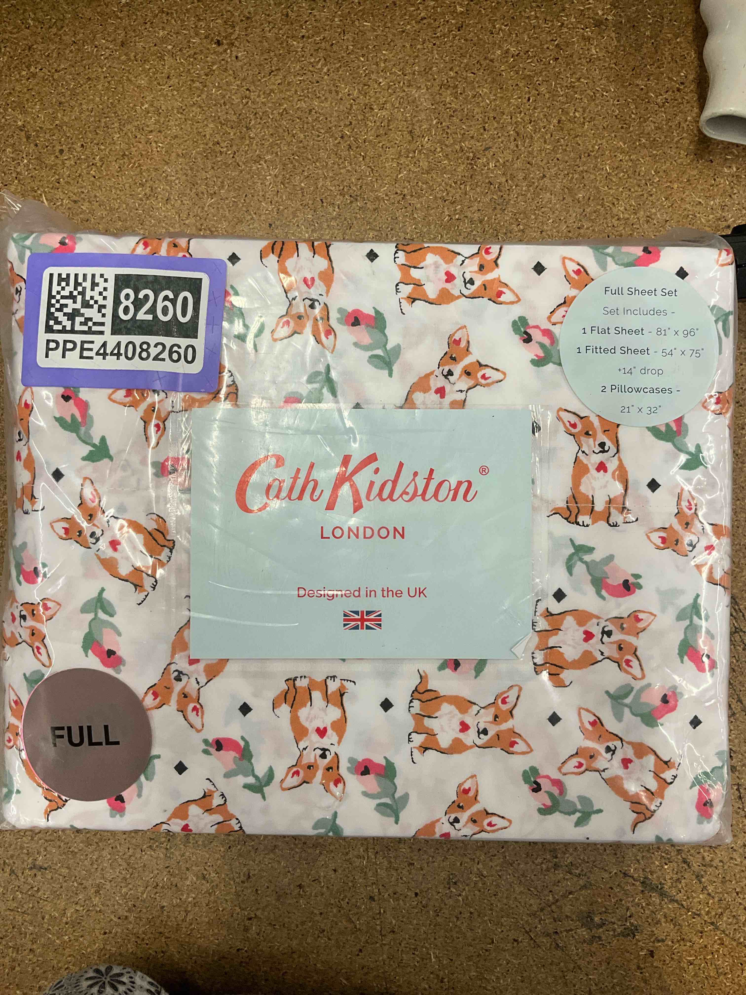 Full Sheet Set - Corgis and Flowers 