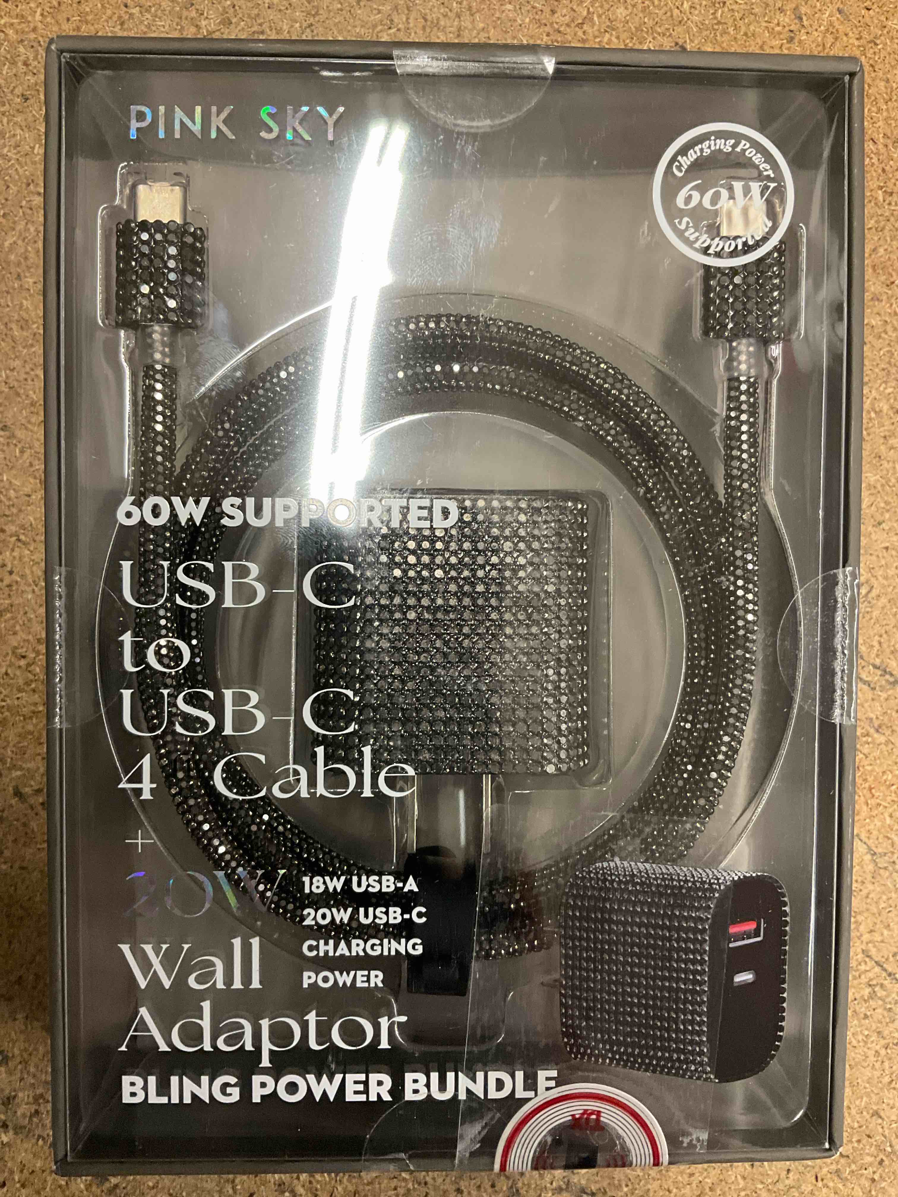 60w USB-C to USB-C 4ft Cable + 20w All Adapter 