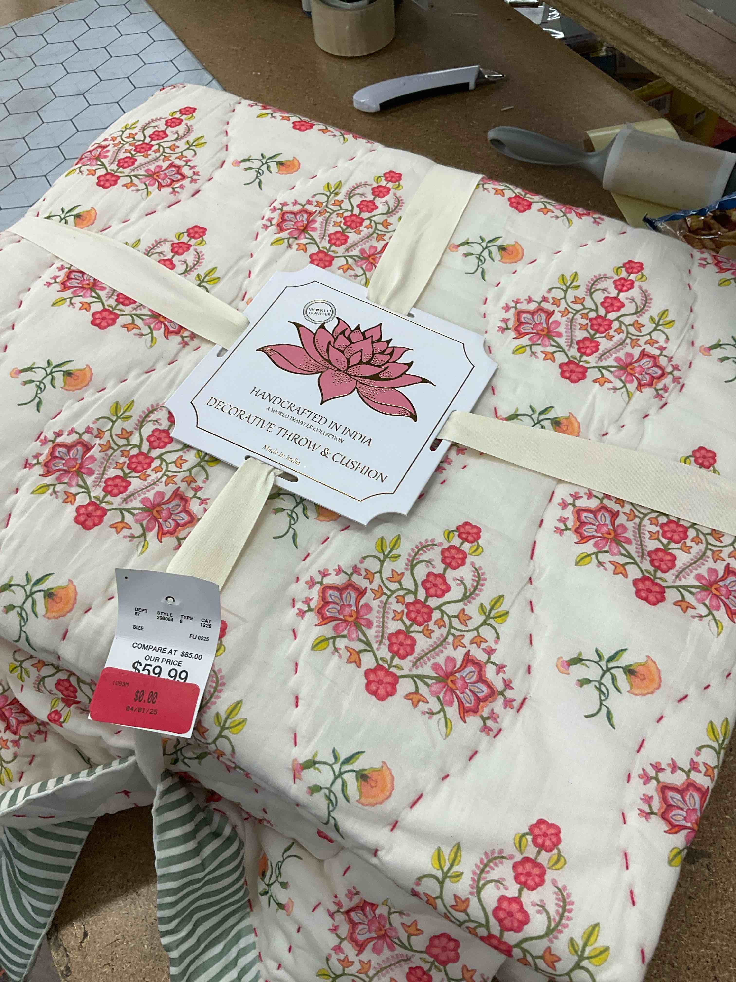 handcrafted decorative throw and cushion 