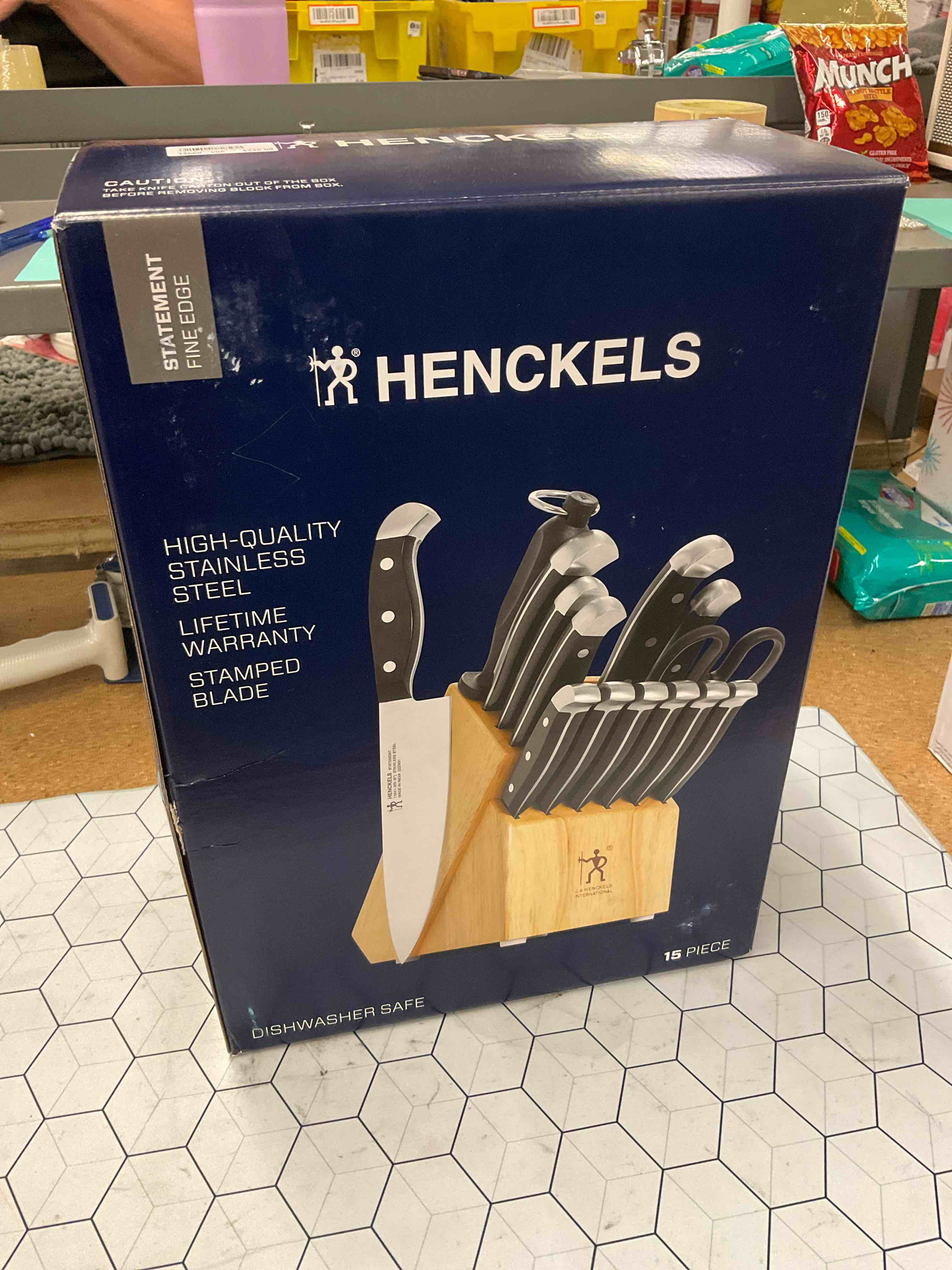 henckels high quality stainless steel 15 piece knife set 