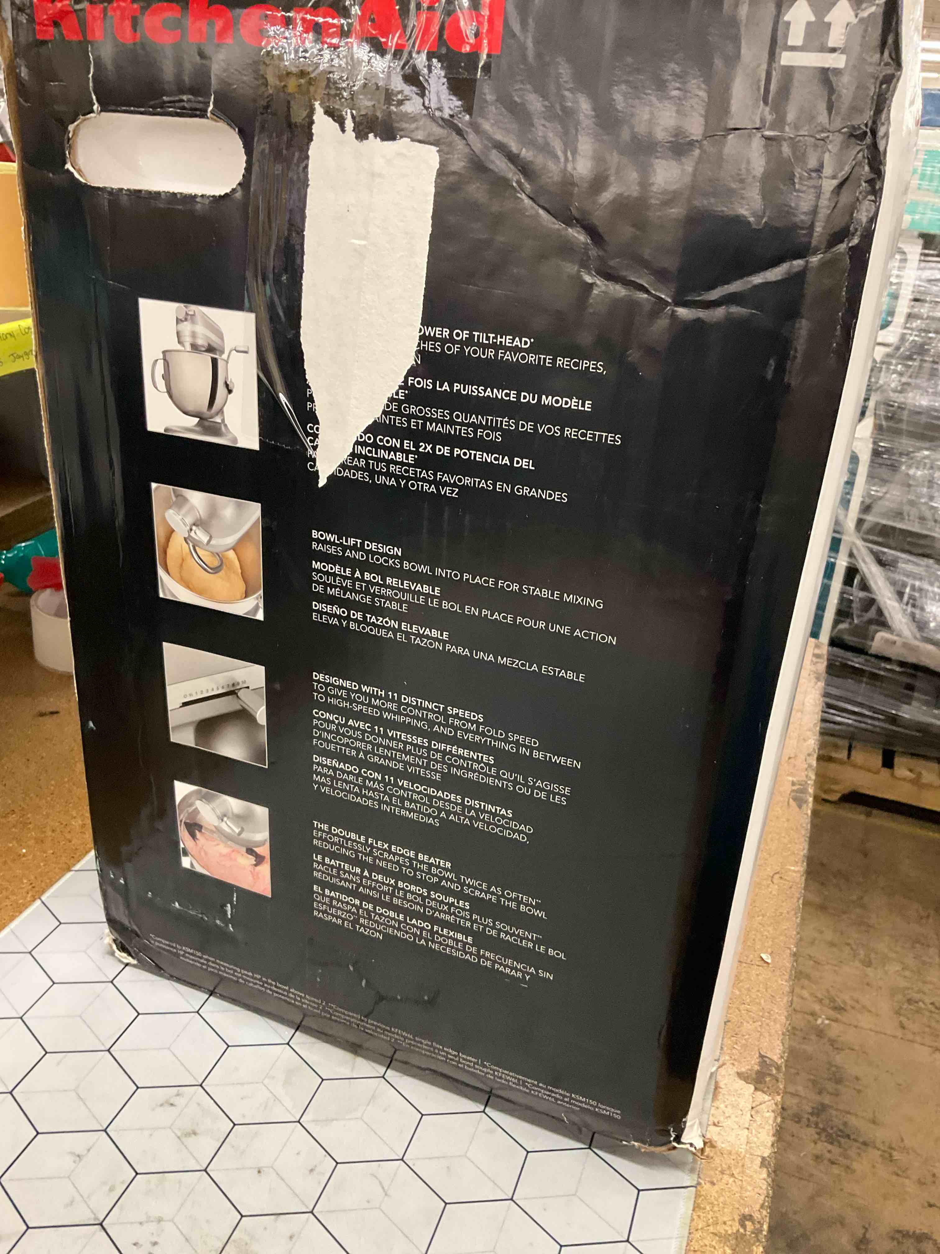 Condition photo showing As Is for kitchen aid 7 quart stand mixer 