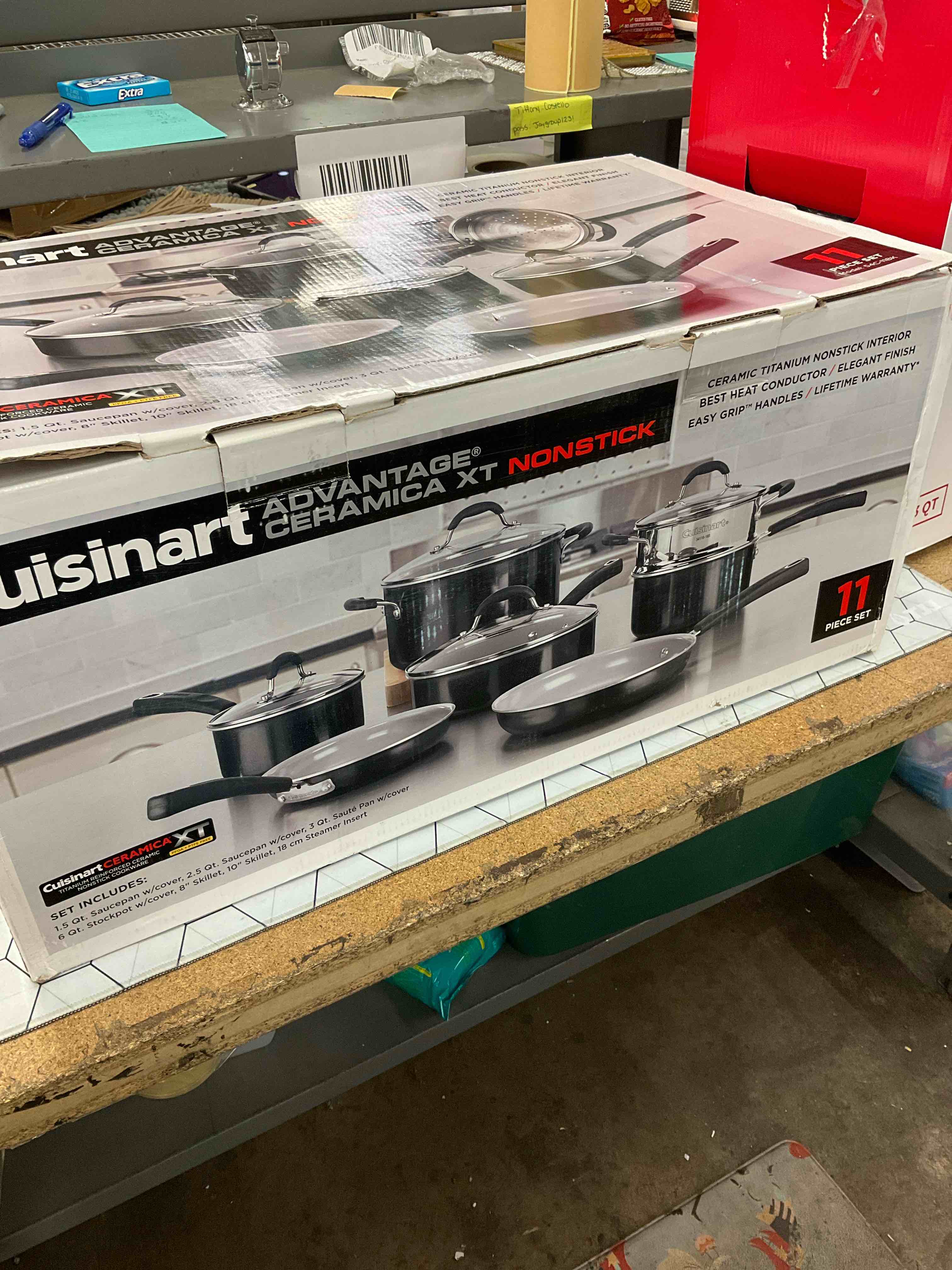 Condition photo showing As Is for ceramic titanium nonstick 11 piece cookware set 