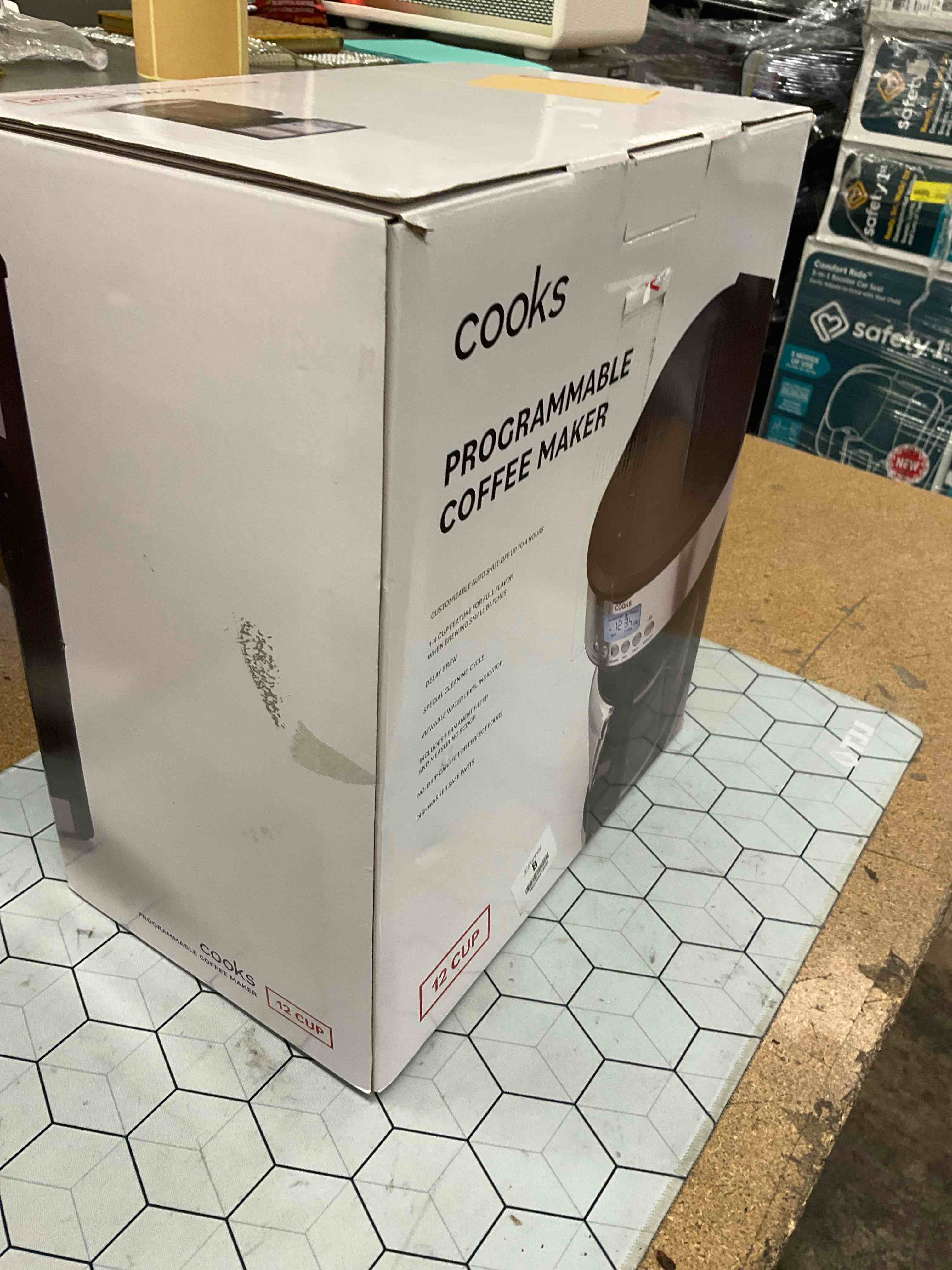 Condition photo showing As Is for programmable coffee maker 