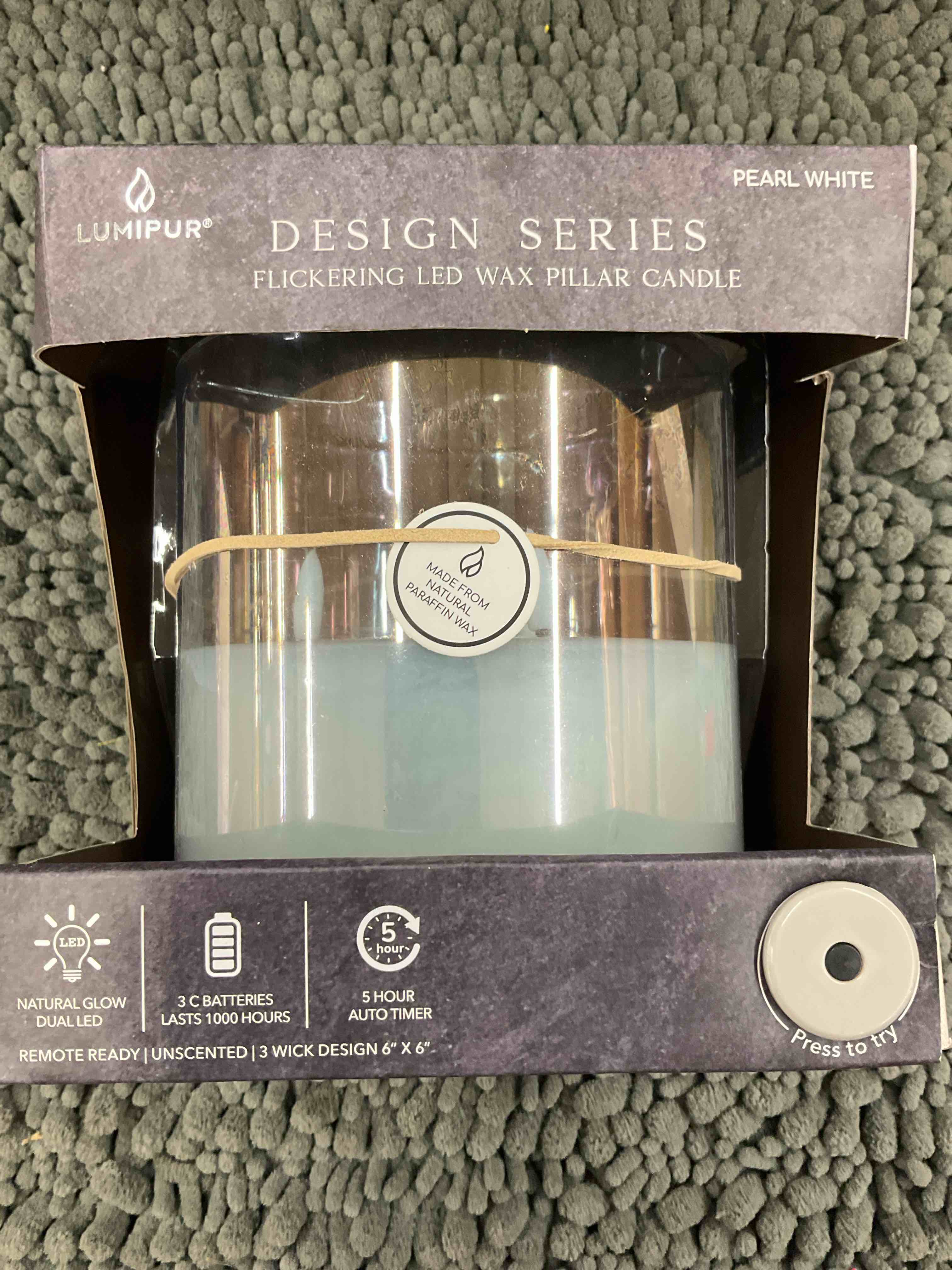 Lumipur Design Series Flickering LED Pillar Candle
