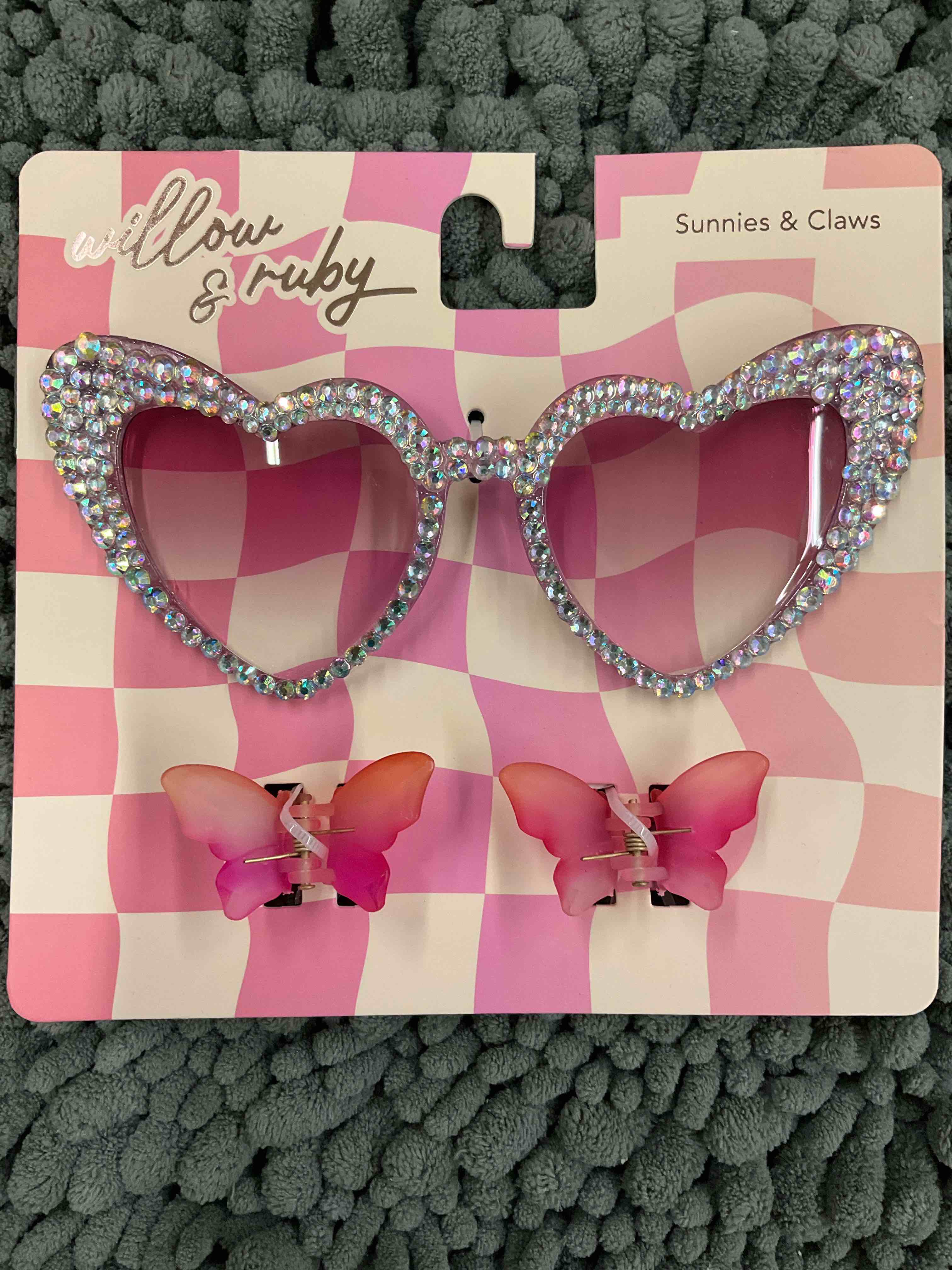 Willow & Ruby Heart Shaped Sunnies & Butterfly Hair Claws 