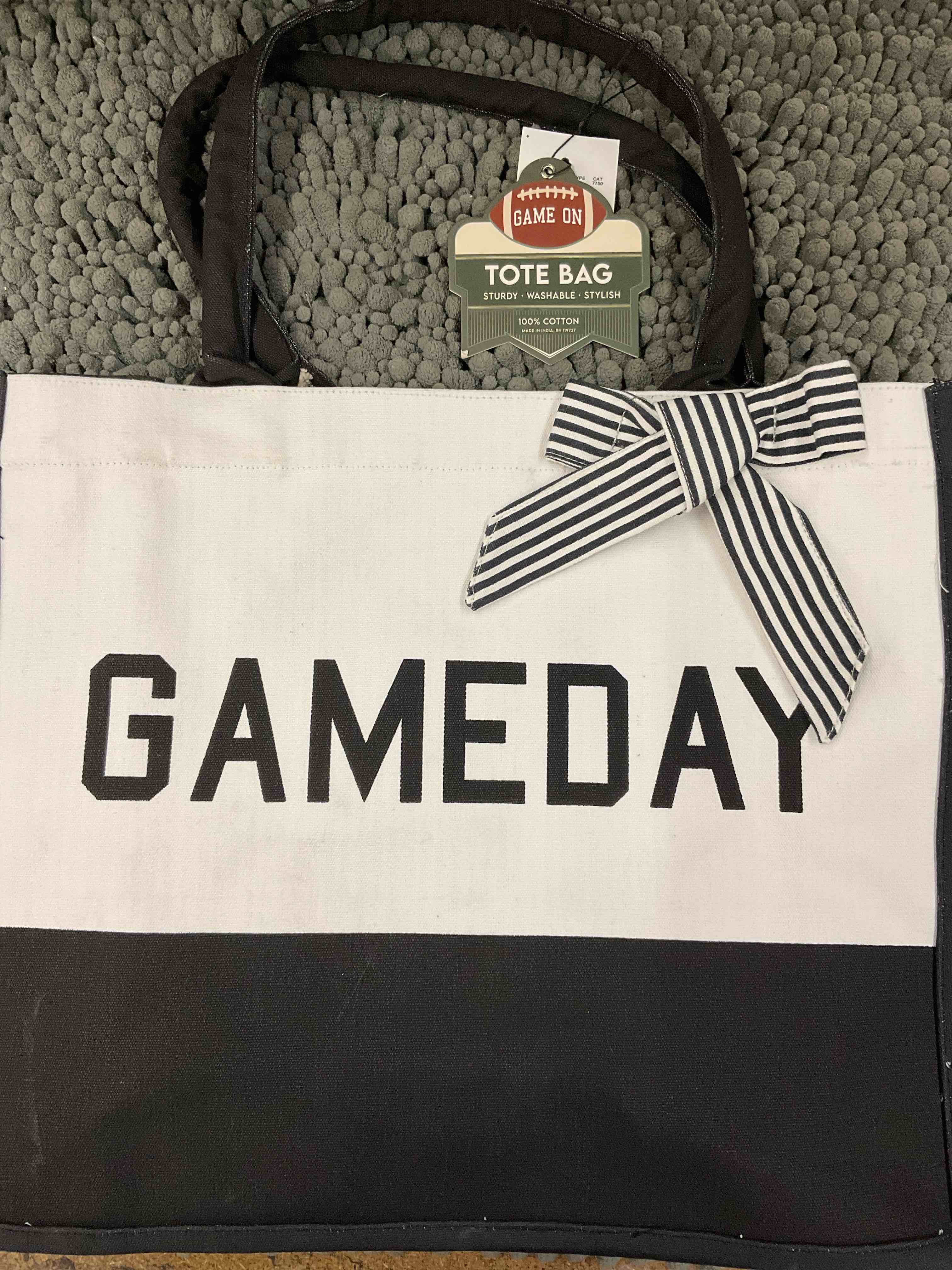 Game Day Tote Bag Sturdy , Washable , Stylish , 100% Cotton