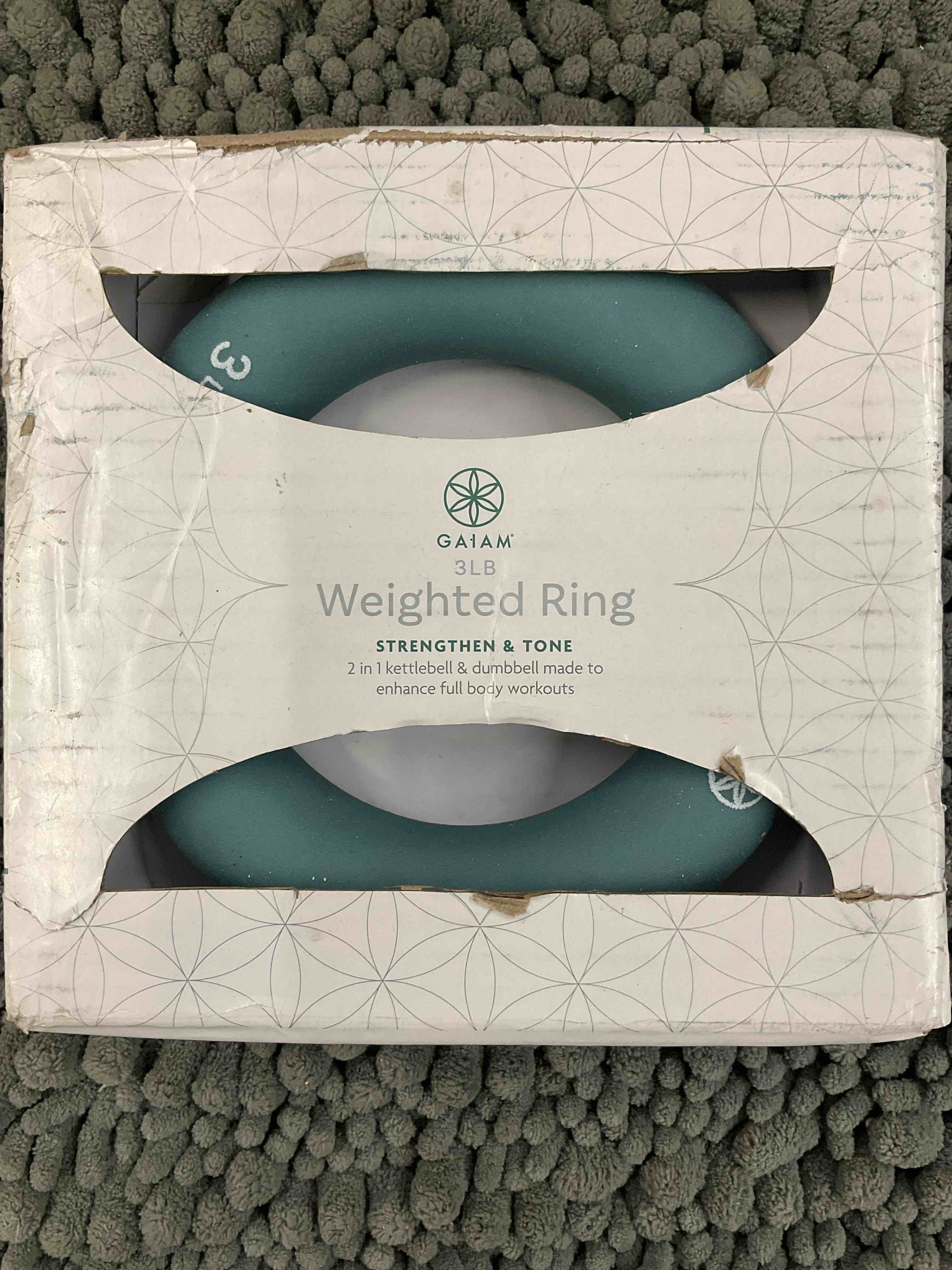 Gaiam 3lb Weighted Ring Strengthen & Tone 2 in 1 Kettlebell & Dumbbell