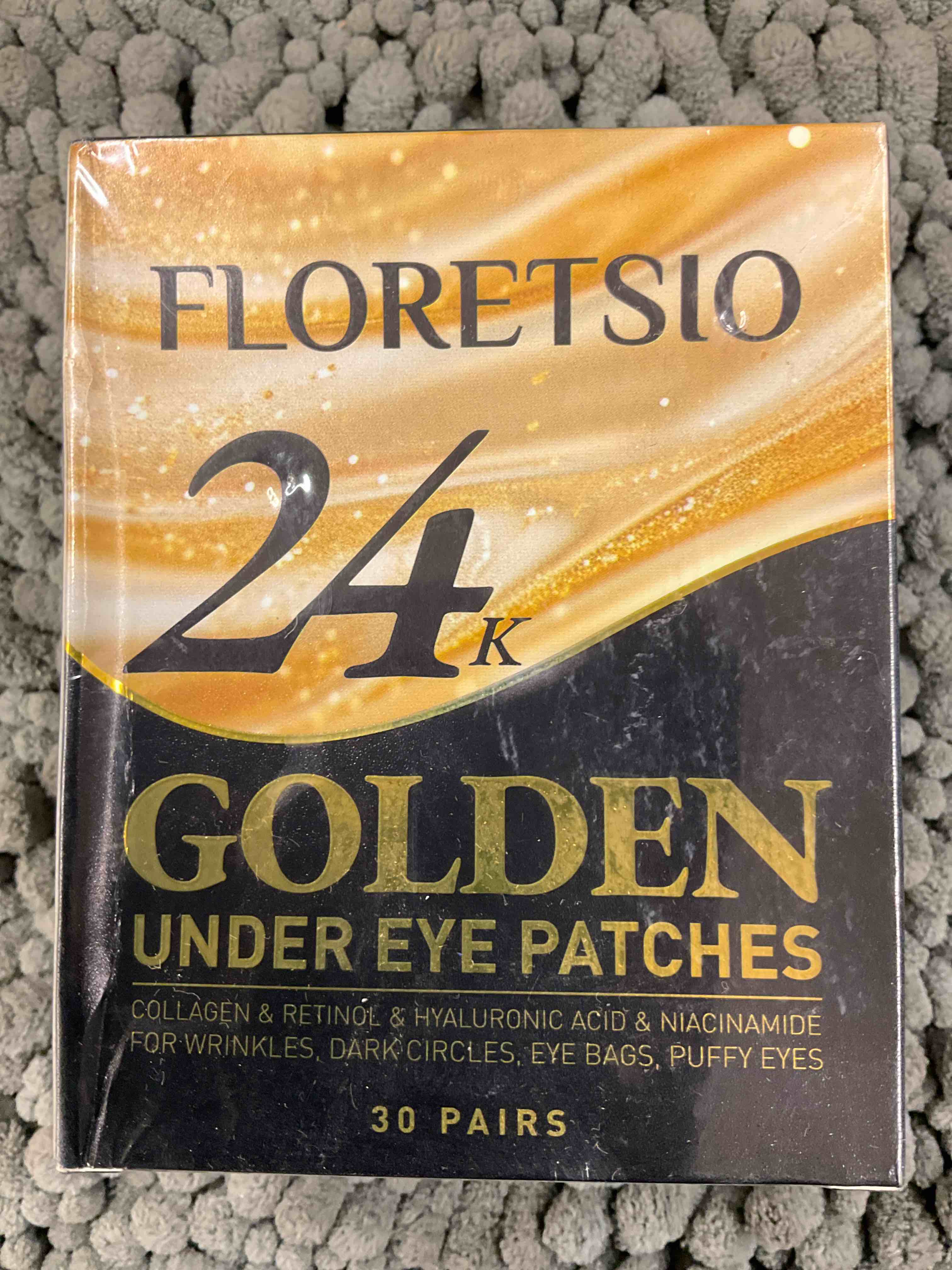 under eye patches for dark circles - 24k gold collagen cooling gel eye mask with retinol & hyaluronic acid, jet lag support, reduces puffy eyes & fine lines delays aging treatment women/men(30 pairs)