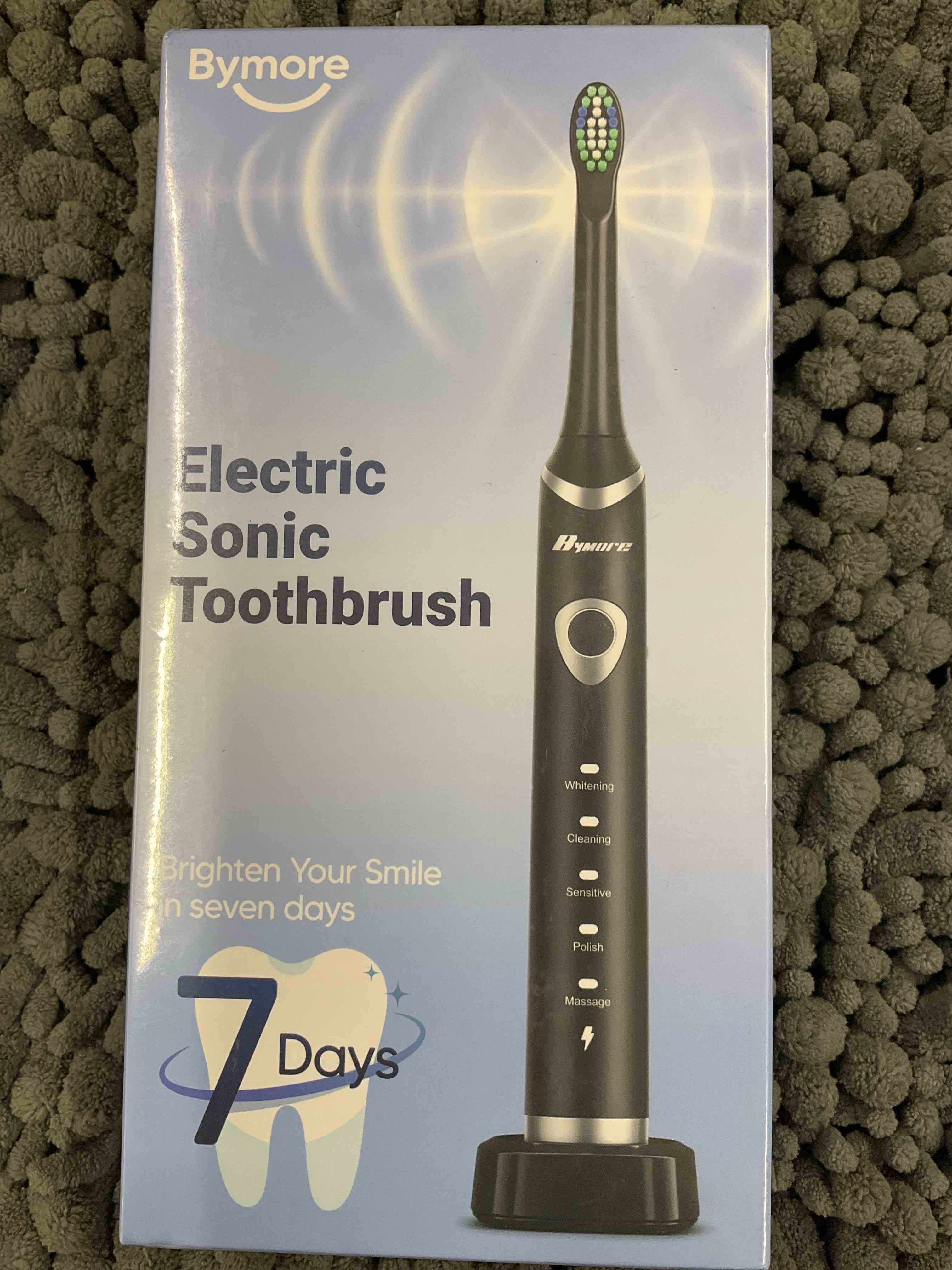 Bymore Electric Toothbrush for Adults, Sonic Rechargeable Toothbrush with 8 Brush Heads, 330-Day Battery, 5 Cleaning Modes & 2-Min Timer, Travel-Friendly Ultra Clean Design – Black