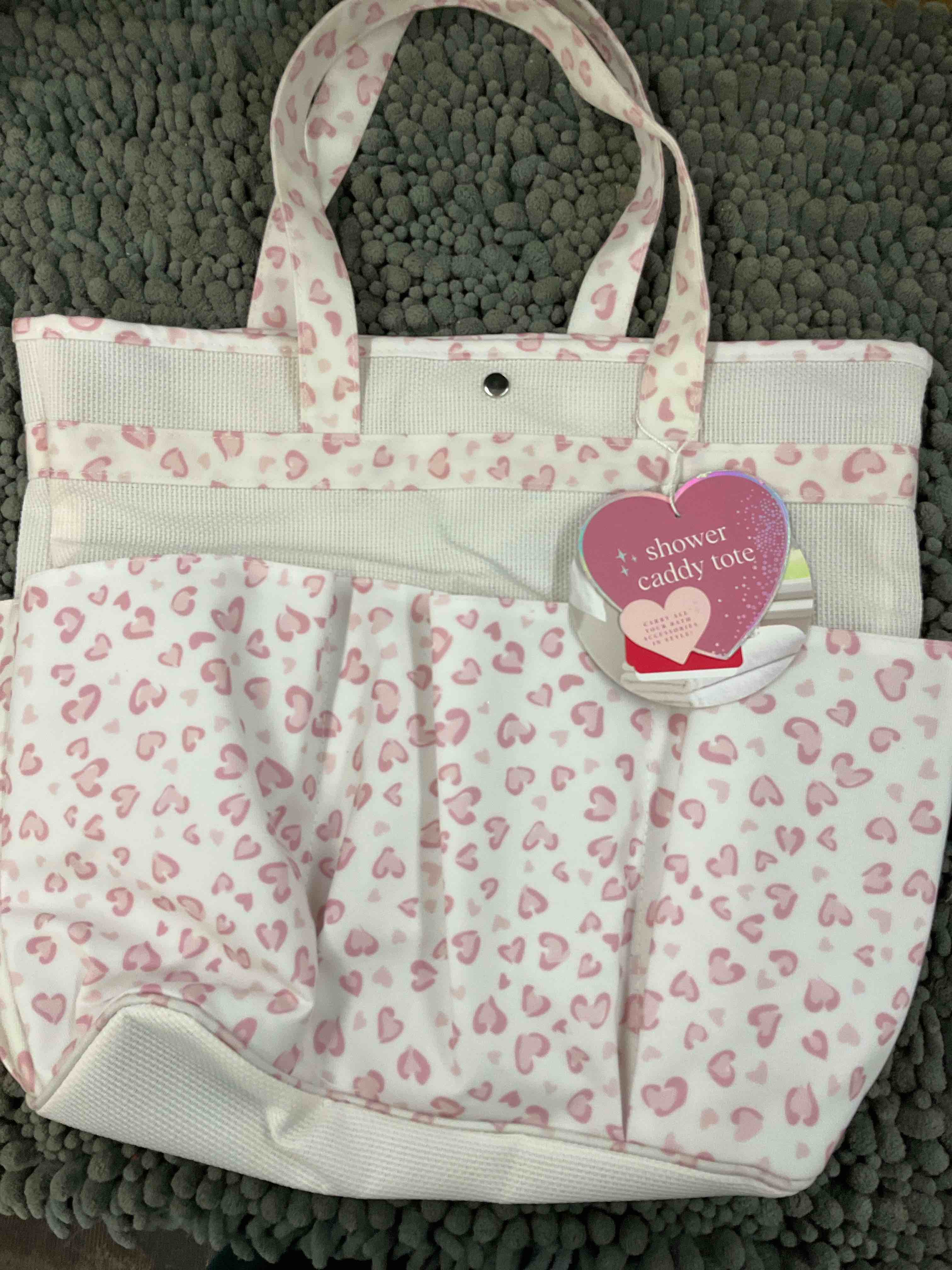 Shower Caddy Tote Waterproof Durable Long Lasting With Pink Print