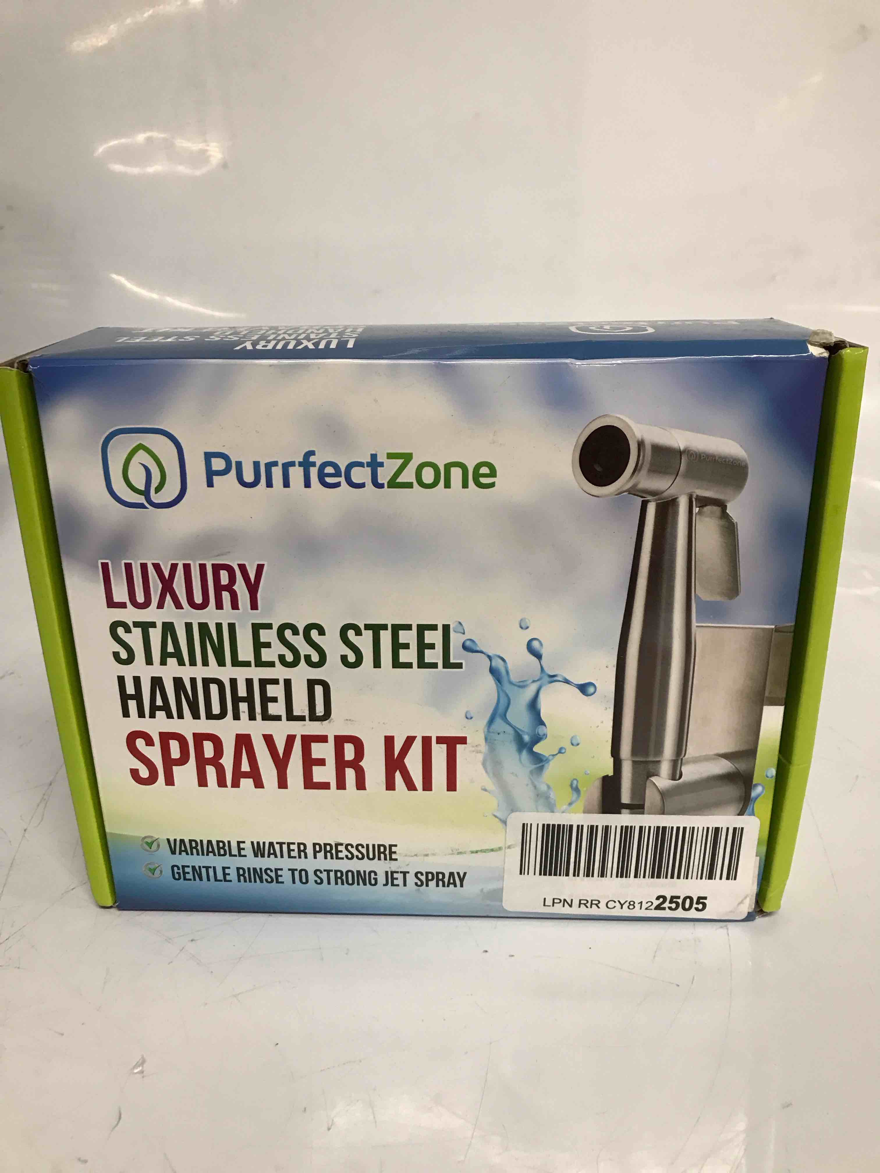 purrfectzone bidet sprayer for toilet, handheld sprayer kit - easy to install - stainless steel