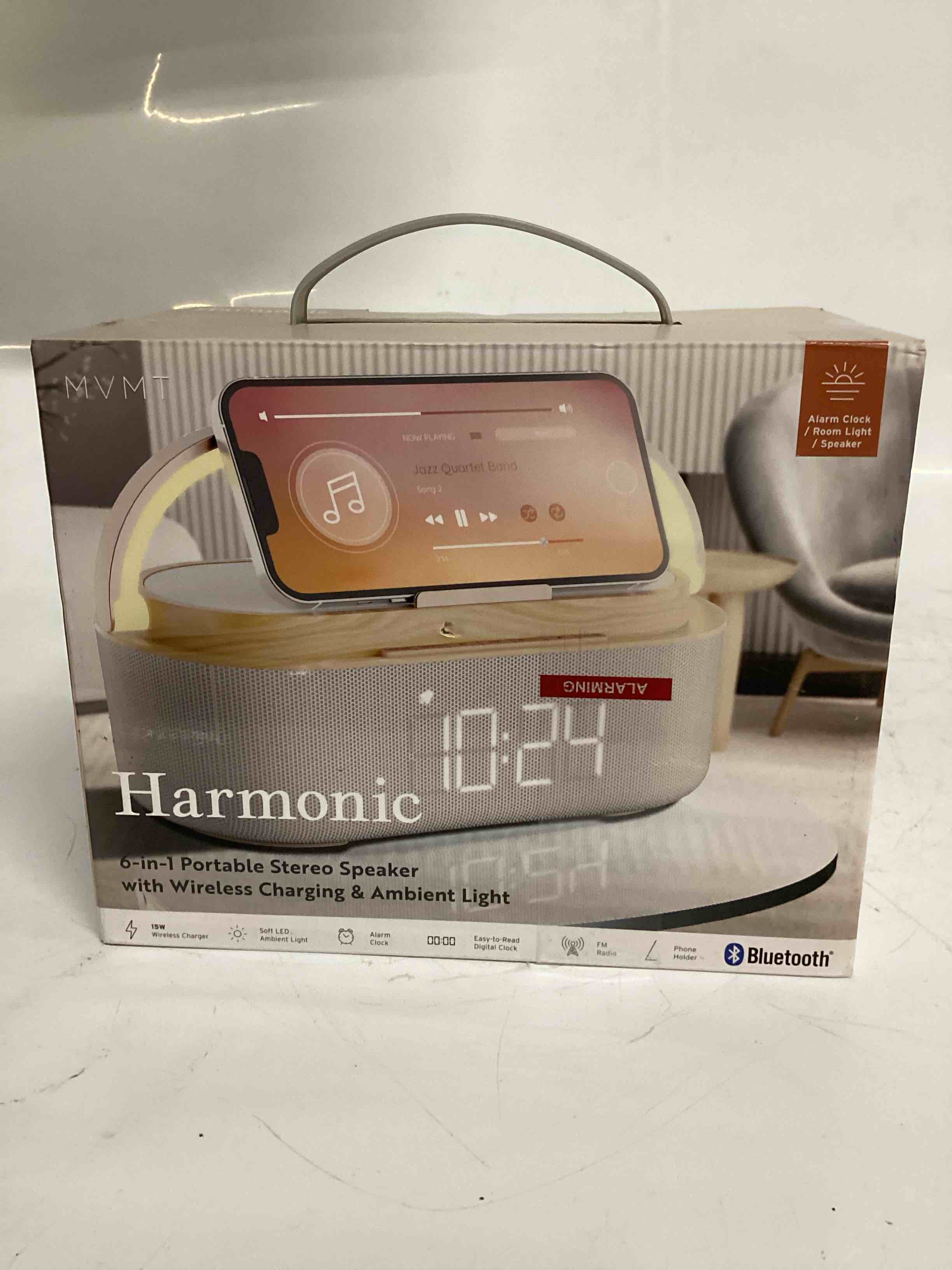 harmonic 6-in-1 portable stereo speaker with wireless charging & ambient light