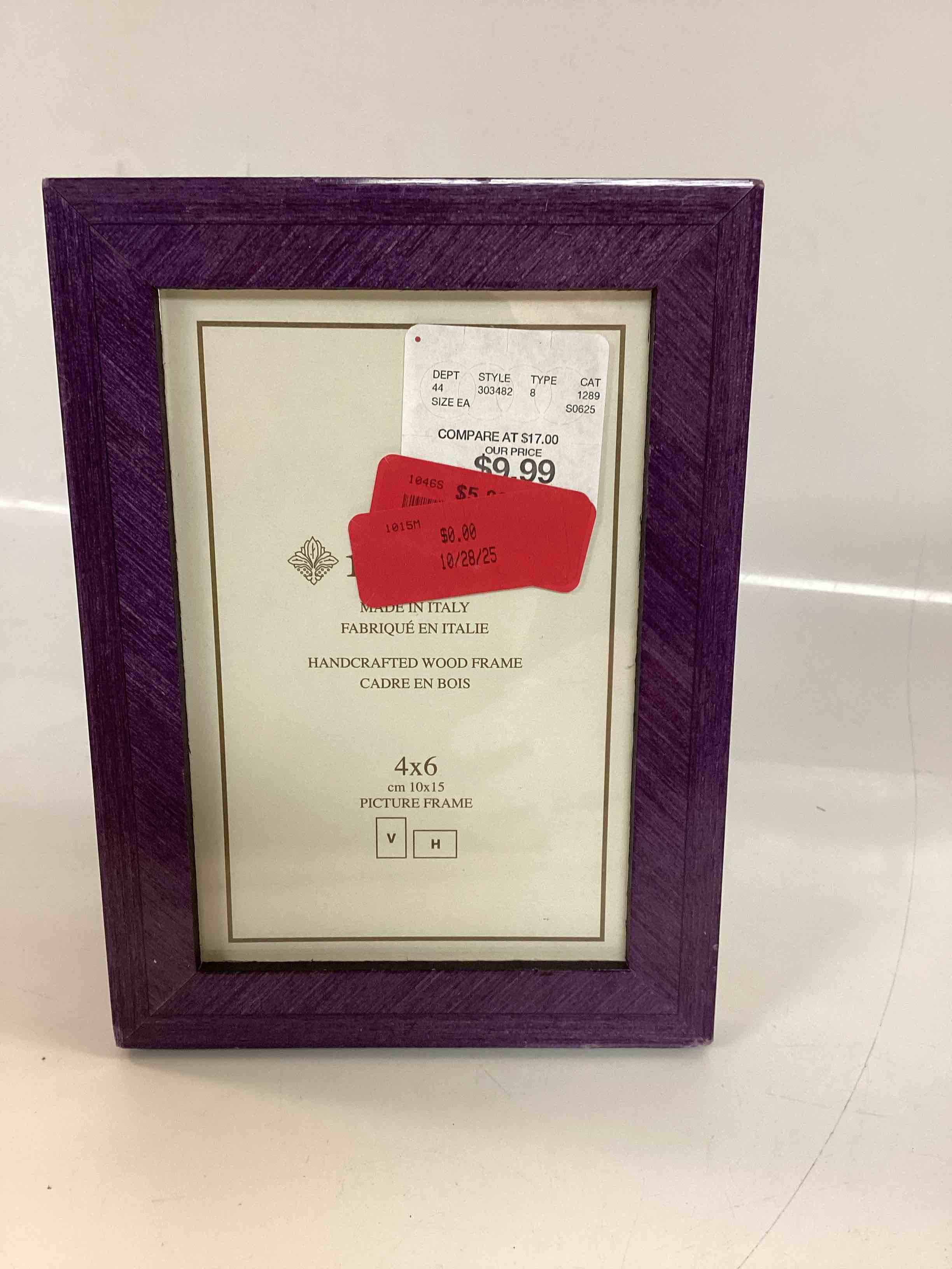 Natalini Made in Italy Purple Wooden 4x6 Photo Frame