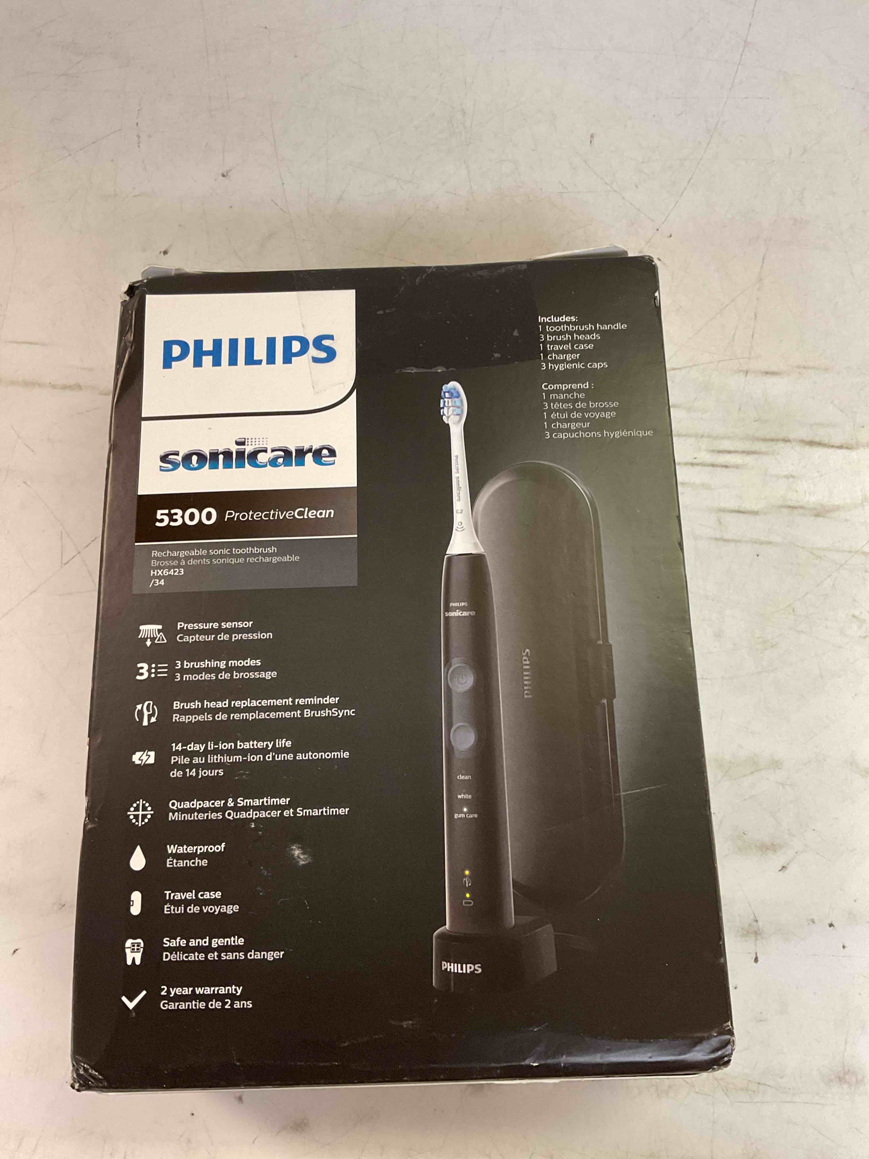 philips sonicare protectiveclean 5300 rechargeable electric toothbrush - hx6423/34 - black